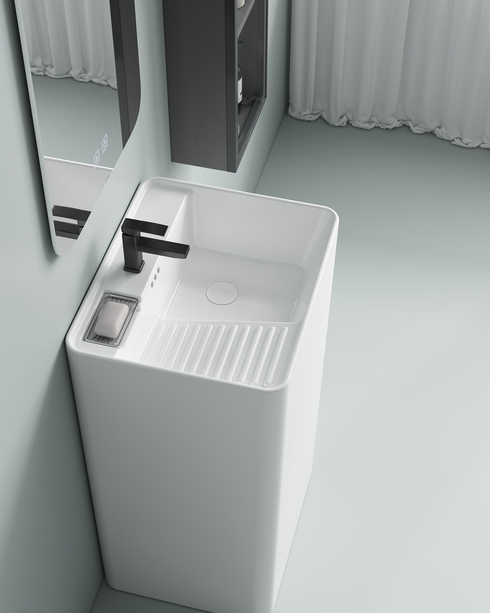 Oval Ceramic Pedestal Basin Freestanding Wash Sink OEM ODM Custom Color Custom Packaging Wholesale