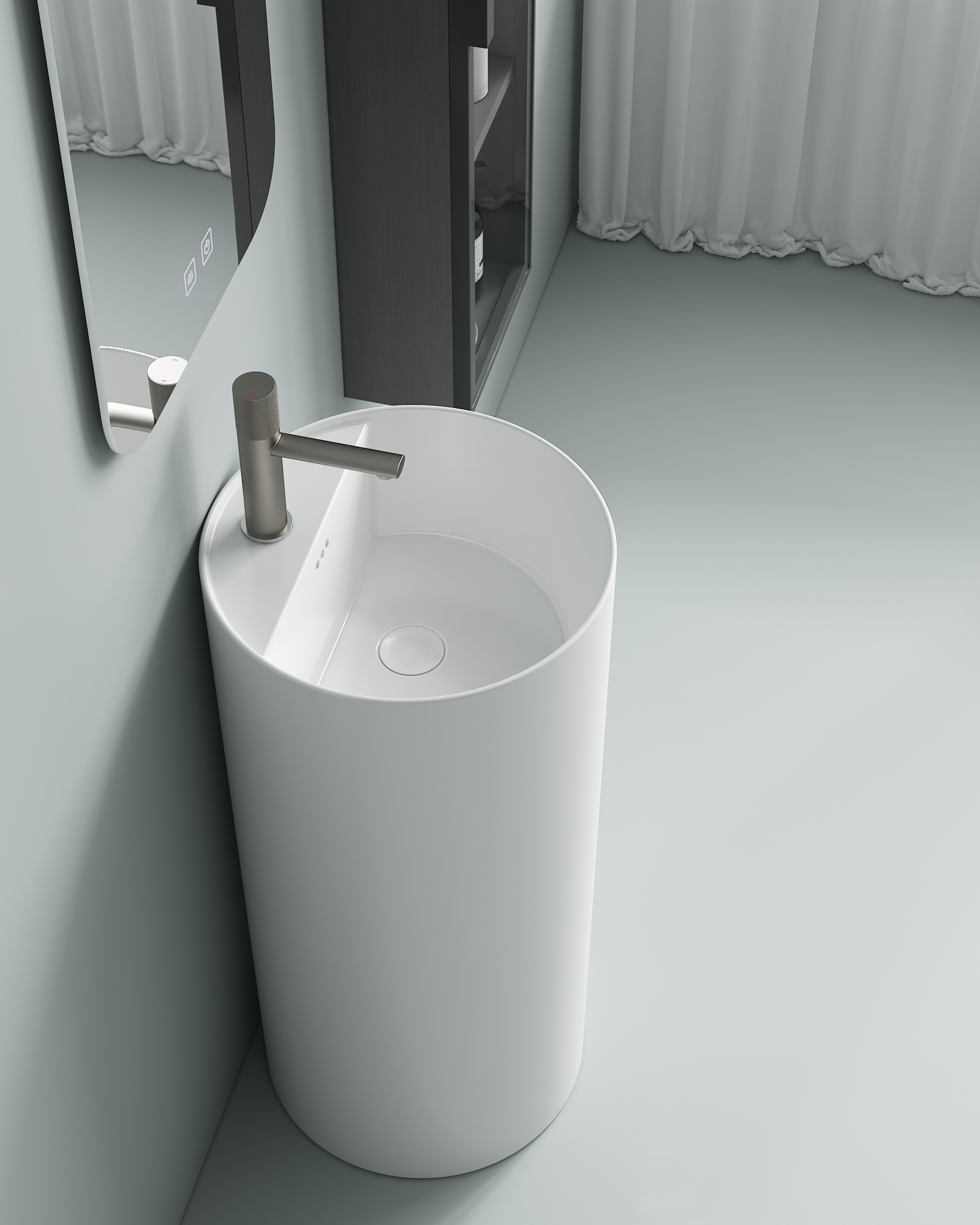 Round Ceramic Pedestal Sink Heavy Duty Frost Resistant Custom Color Custom Logo Box For Building Project