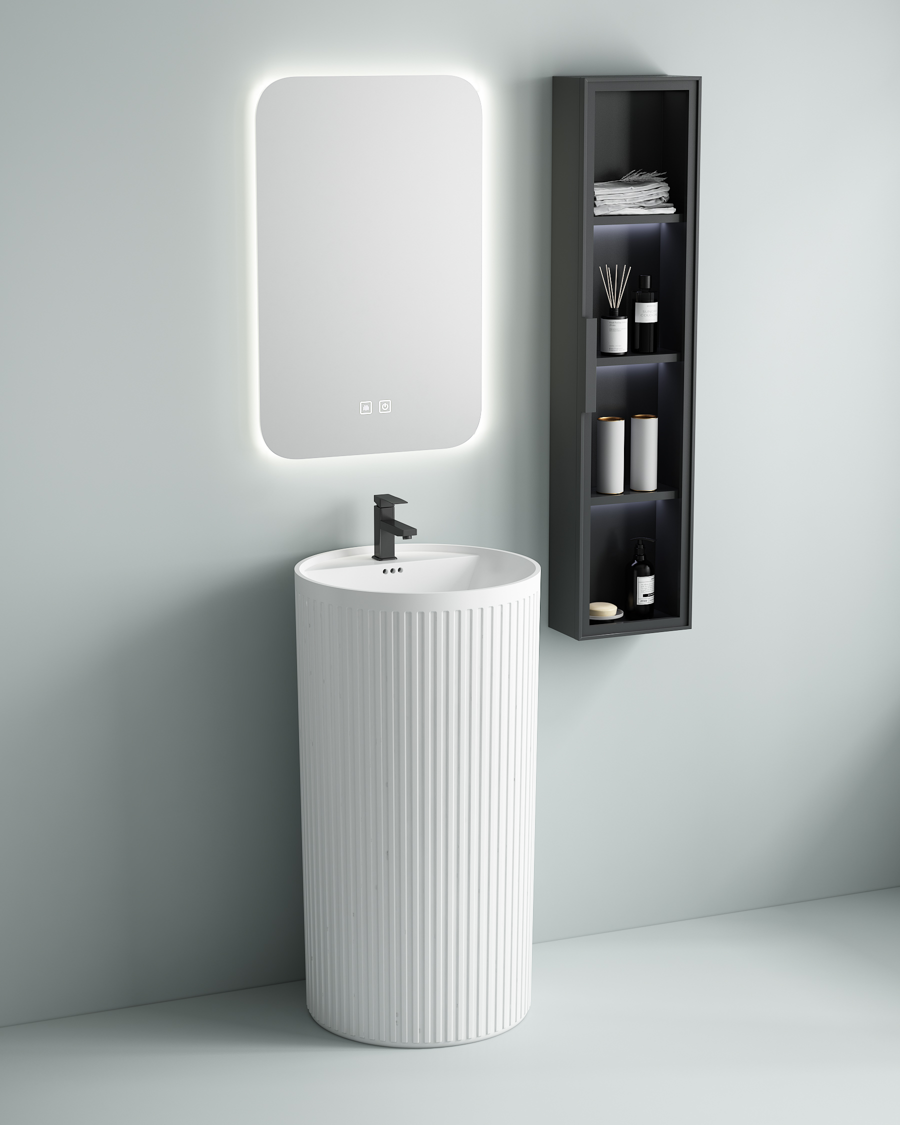 Rectangular Ceramic Pedestal Basin Freestanding Sink OEM Custom Glaze Custom Packaging Bulk Supply