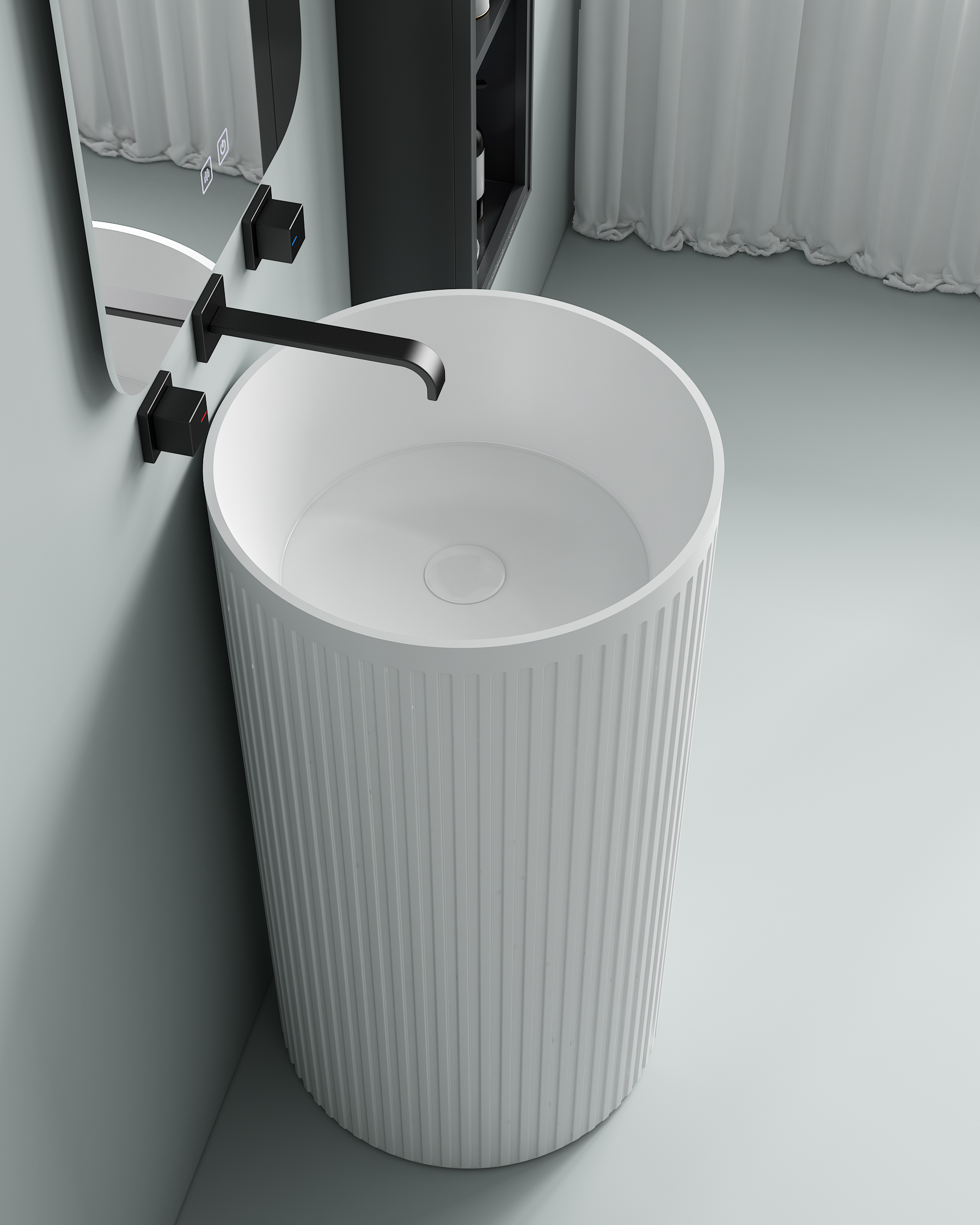 Square Ceramic Pedestal Basin Wholesale Custom Color Frost Resistant Custom Box Apartment Use