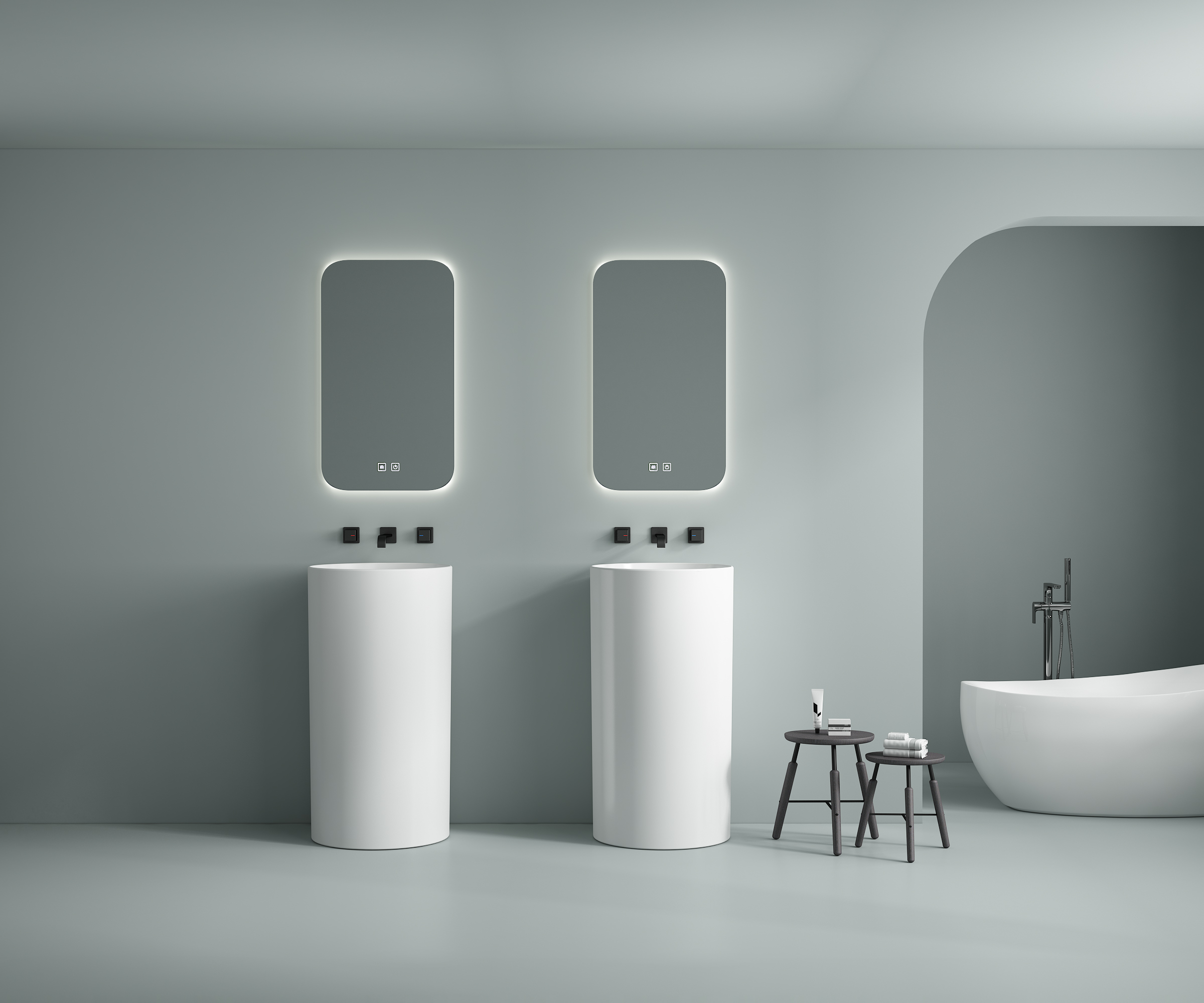 Simple Ceramic Pedestal Basin Freestanding Sink Custom Packaging OEM ODM For Construction Project