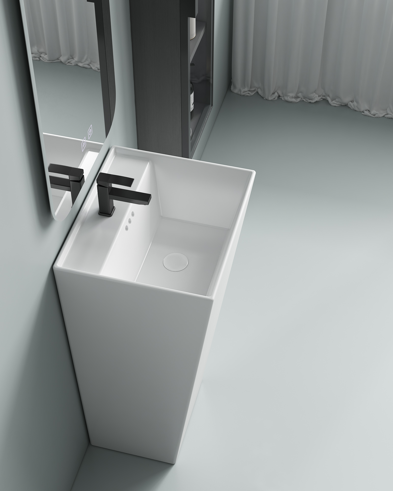  Ceramic Pedestal Basin Freestanding Wash Sink Frost Resistant Custom Glaze OEM Bulk Supply