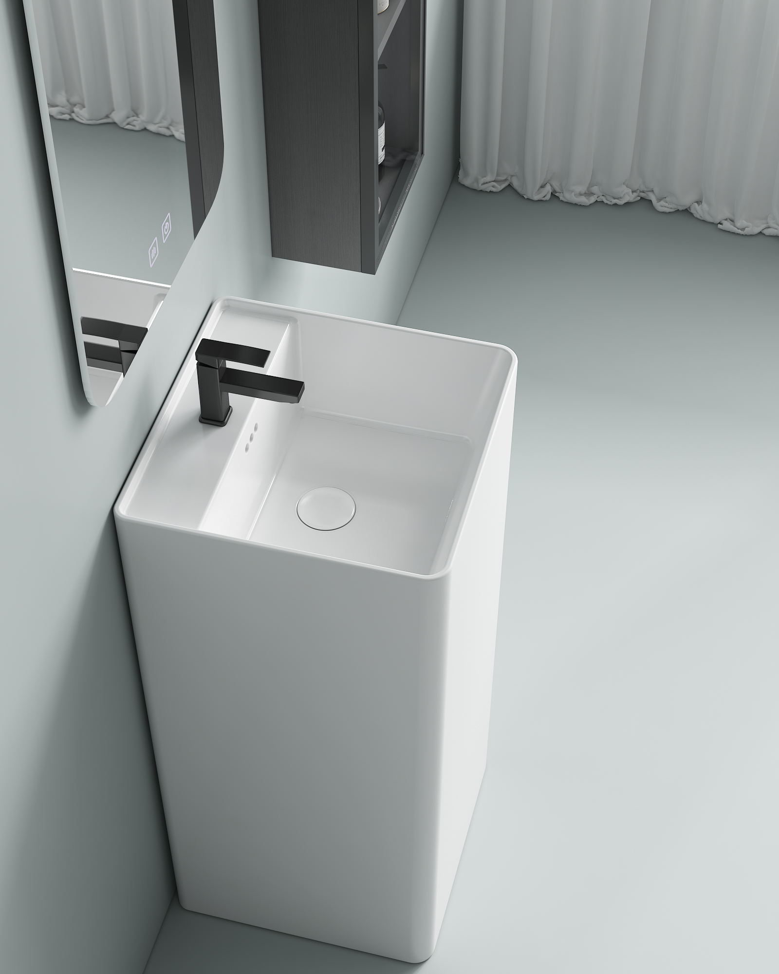 Freestanding Ceramic Pedestal Basin OEM ODM Custom Packaging For Residential Building Project