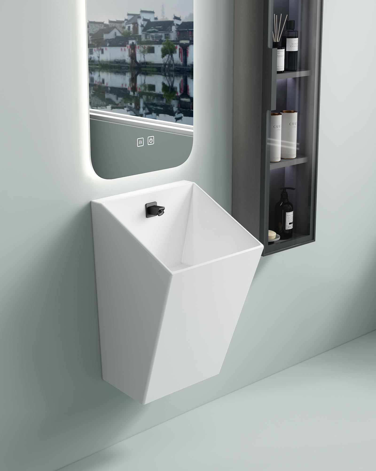 Basic Wall Mounted Ceramic Wash Basin Easy Clean Anti Stain Glaze Non Porous Factory Direct OEM ODM Custom Logo Support Small Custom Orders For Public Restroom Renovation Works