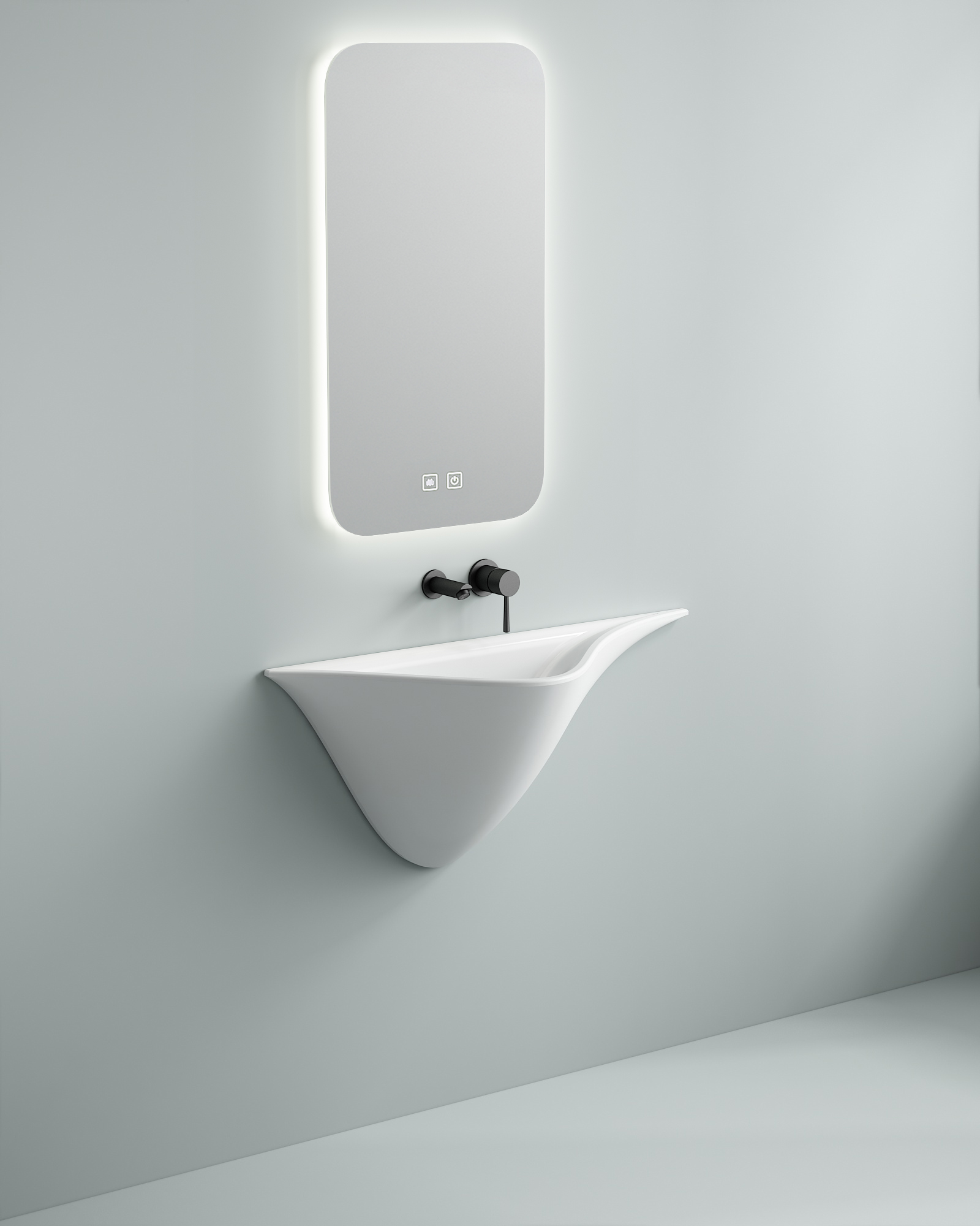 Symmetrical Wall Hung Ceramic Wash Basin Stain Resistant Vitreous Glaze Anti Dirt Factory Direct Large Stock Custom Sample Support Small Custom Orders For Hotel Bathroom Refurbishment