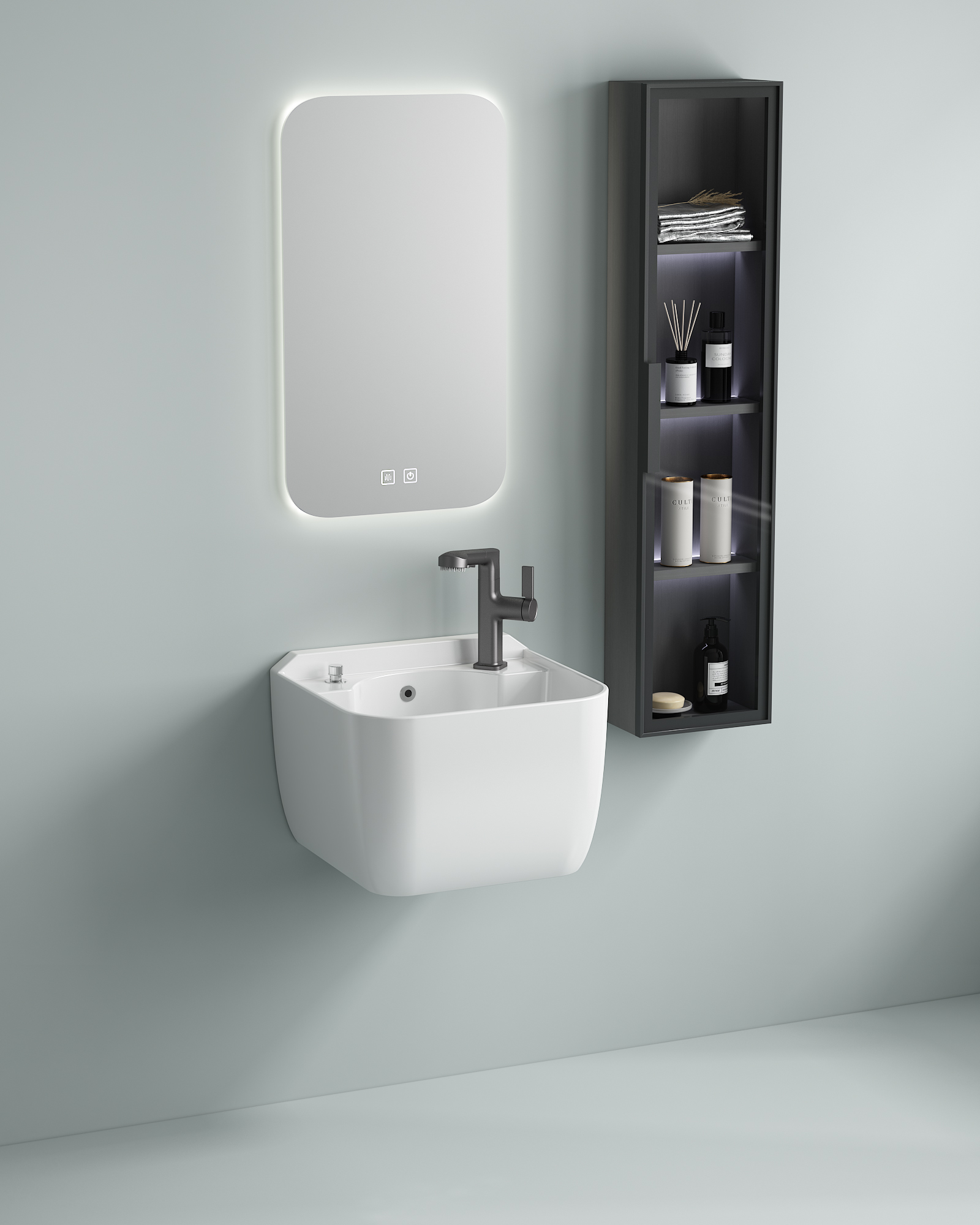 Flat Edge Wall Mounted Ceramic Wash Basin High Temp Non Porous Glaze Anti Fouling Coating Factory Direct OEM ODM Custom Packaging Support Small Custom Orders For Residential Building Contractors