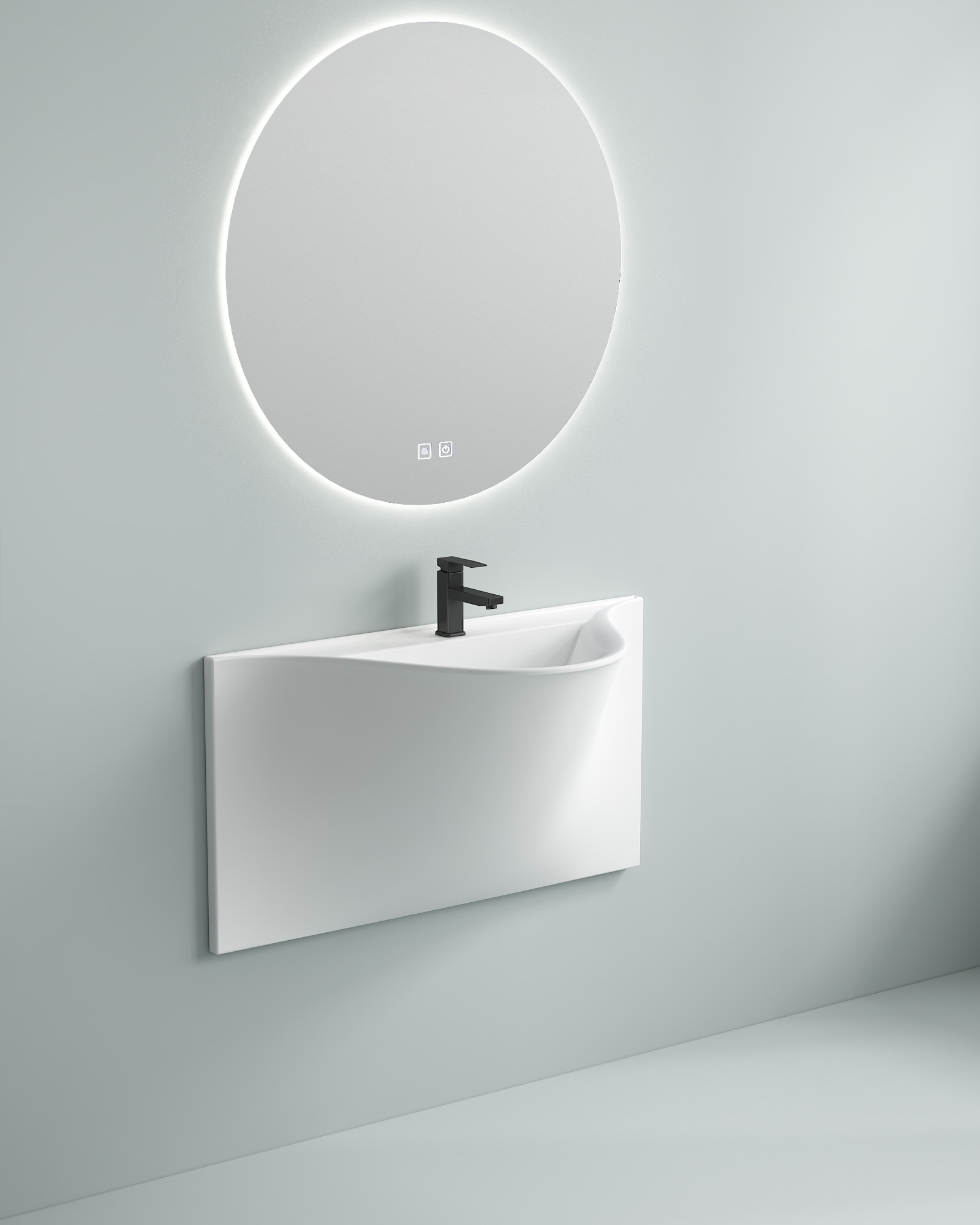  Standard Size Floating Ceramic Wash Basin Vitreous Stain Resistant Glaze Easy Clean Factory Direct Large Stock Custom Sample Support Small Custom Orders For Bulk Sanitary Supply