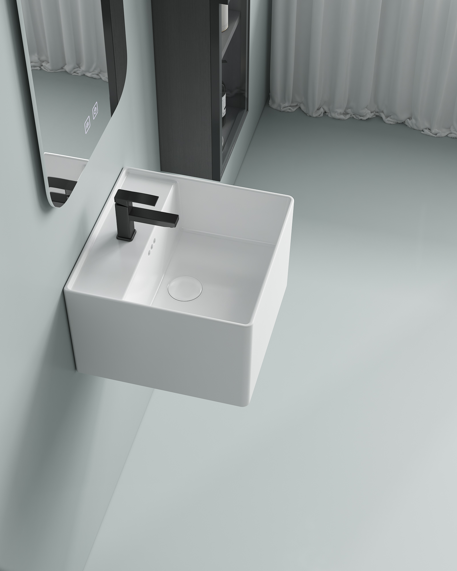 Simple Rectangular Wall Hung Ceramic Wash Basin Smooth Non Porous Glaze Anti Fouling Easy Wipe Factory Direct OEM ODM Custom Logo Support Small Custom Orders For Bulk Construction Orders