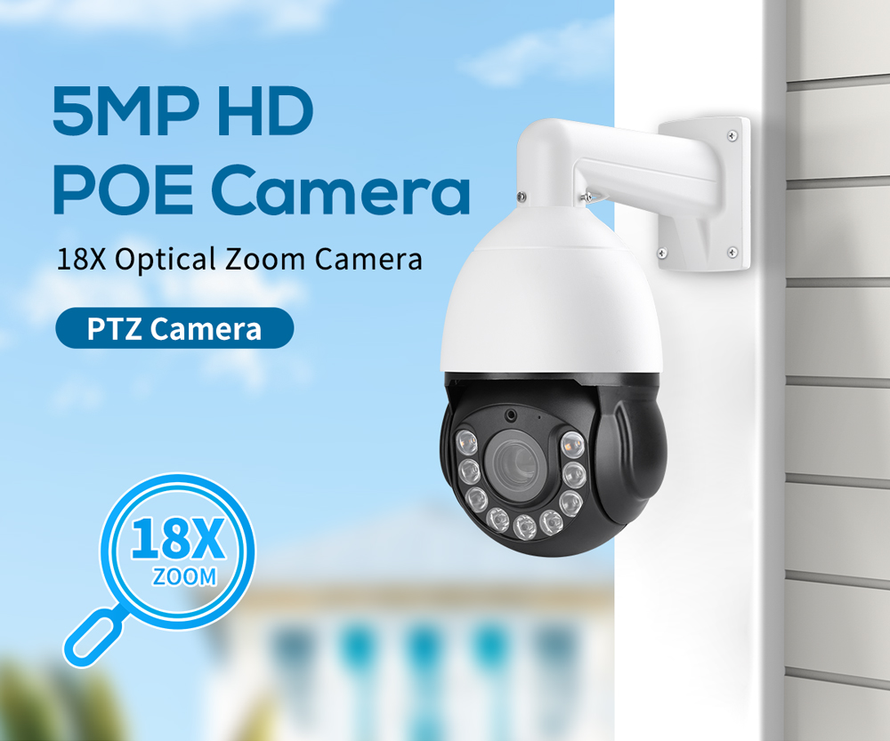 7’’inch 4K Ultra HD 36X Zoom Industrial PTZ Camera – AI Human Tracking, POE & 150M Full-Color Night Vision XMeye App