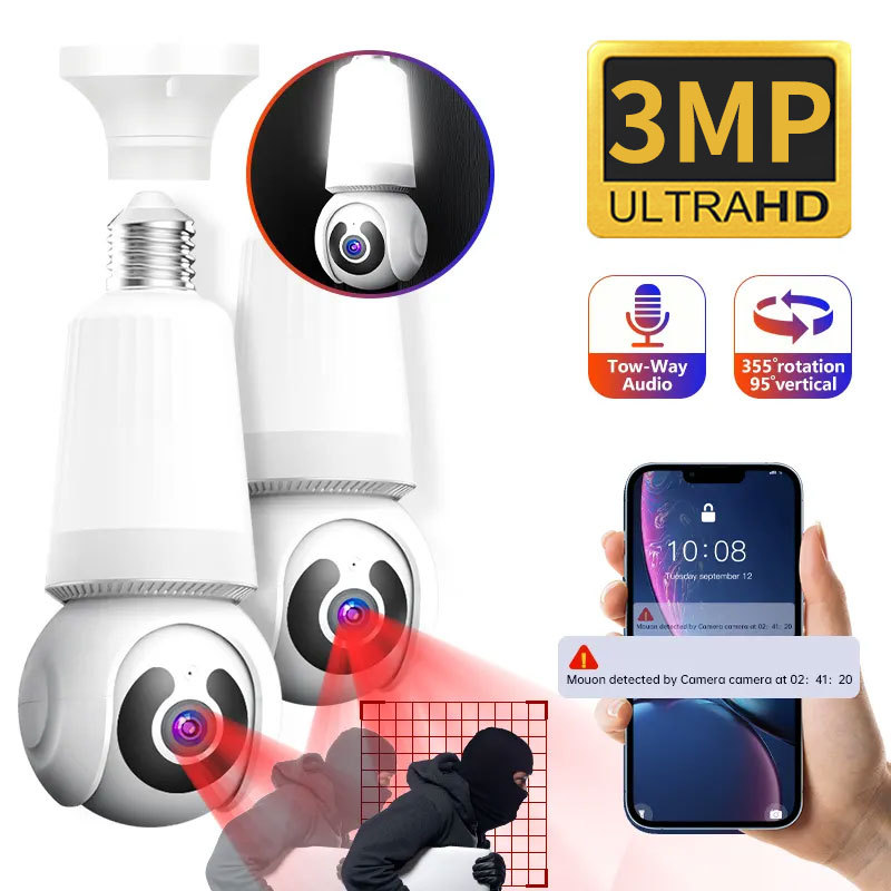 Home - Use V380 Lighting Bulb Camera: Socket - Integrated, Wi - Fi Enabled PTZ with HD Night Vision and Mobile - Linked Remote Surveillance