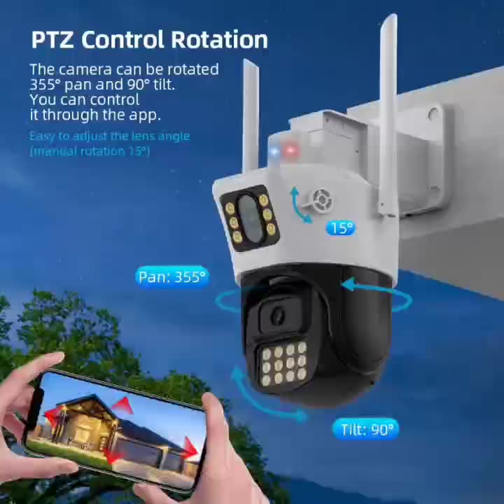 6 Megapixel Dual-Lens WiFi PTZ Camera | Humanoid AI Alarm | Remote HD Monitoring | Spherical IP Surveillance | Smart Security for Home & Business