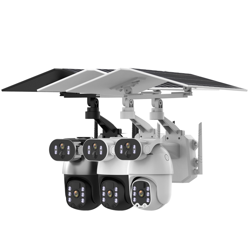 4G Dual Solar Panel-Powered Dual Lens PTZ Camera: 3MP+3MP CCTV for Farms & Fishponds | 4G Connectivity, Gun-Ball Linkage, Adjustable Gun Head Angle, Full-Color Night Vision