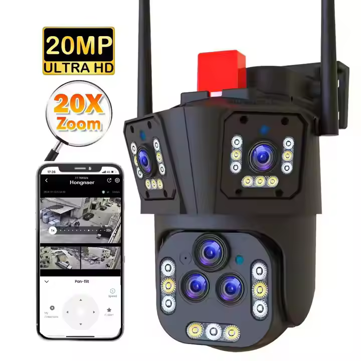 20MP 10K Outdoor PTZ Camera | 5-Lens Triple Screen | 20X Zoom AI Human Tracking | WiFi IP Surveillance
