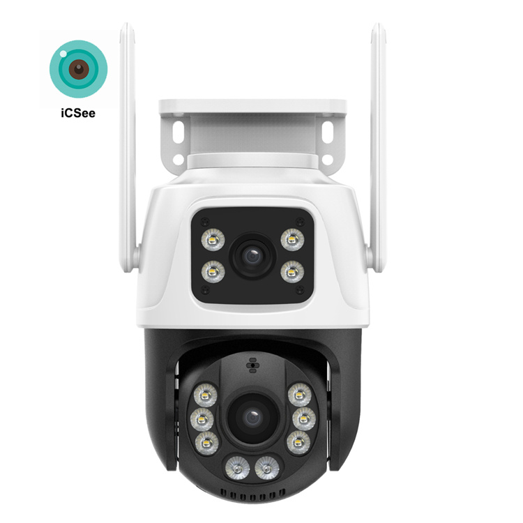 ICSee Dual Lens WiFi IP Camera - Outdoor PTZ Home Security With Night Vision, Motion Detection, Alexa Compatible