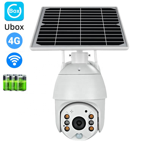 Ubox 4G LTE Outdoor Solar PTZ Camera | IP67 Waterproof, Rechargeable Battery – 4G Network, 360° HD Pan/Tilt Security for Farm/Garden