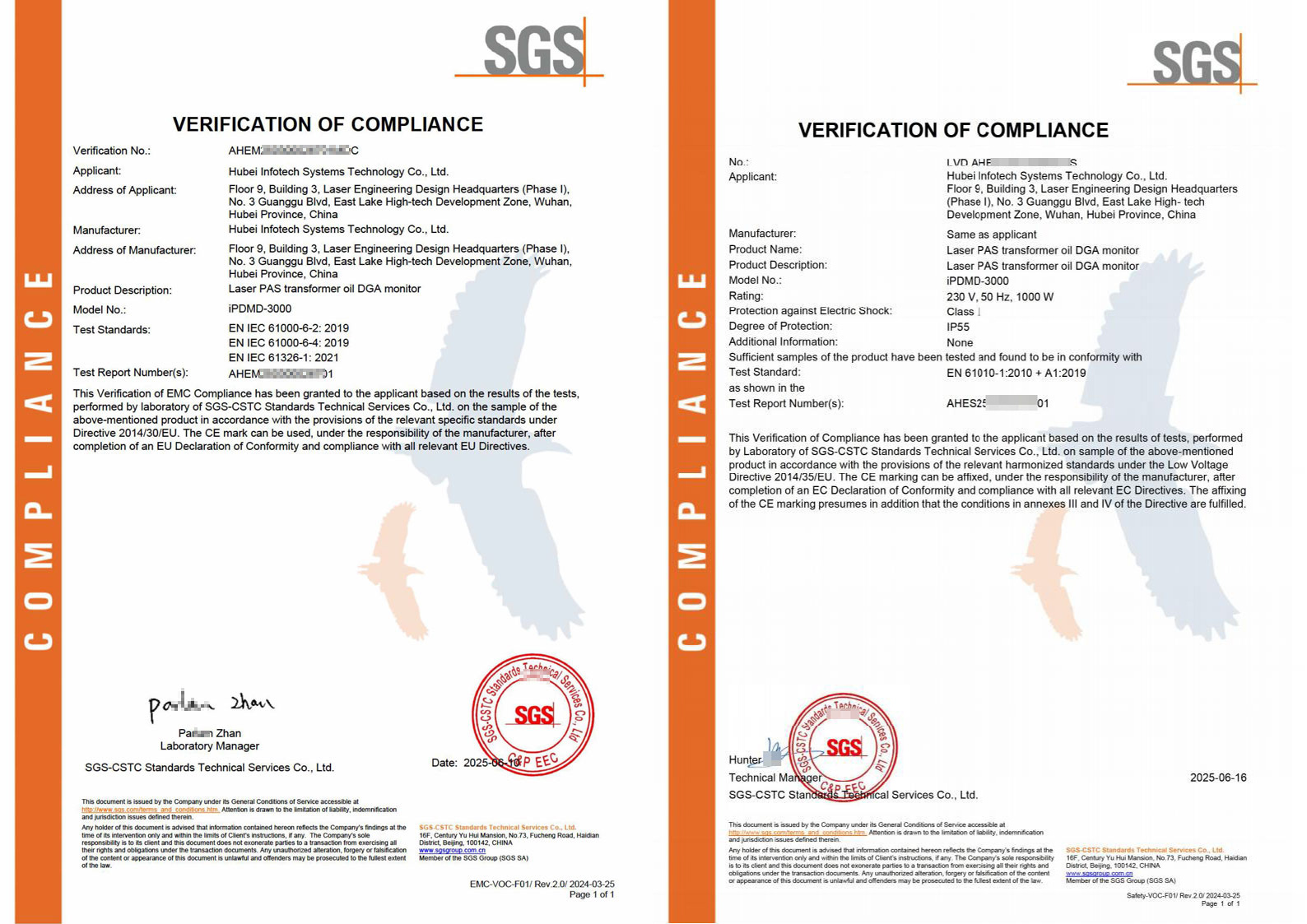 Infolech Transformer Oil-Gas Online Monitoring Device Successfully Passes EU CE Certification