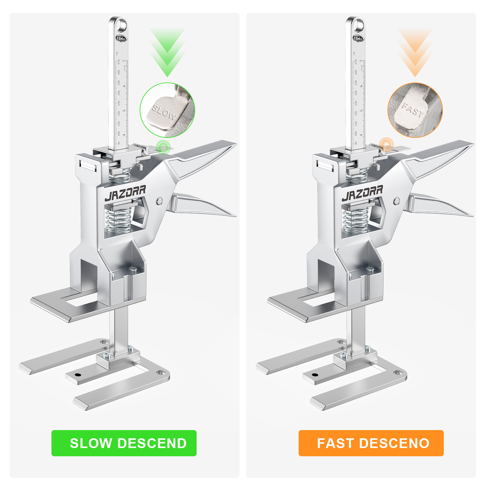 2Pcs Metal Labor Saving Arm Jack,Load-Bearing 440 lb Multi-Function Height Adjustment Lifting Device Arm Tool Lift Wall Tile Locator Door Panel Lifting Cabinet Jack Board Lifter 4