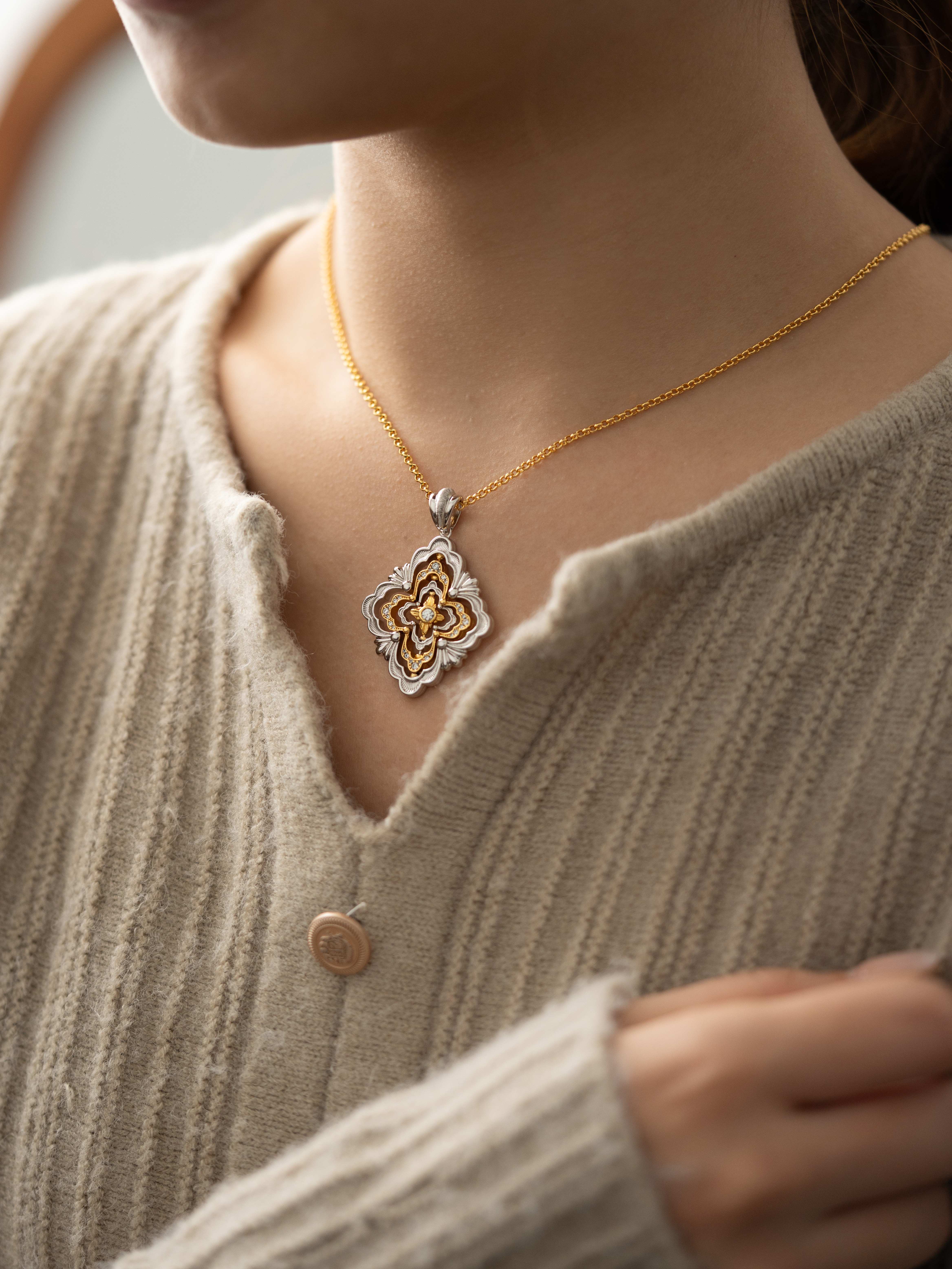 Buccellati rotating four petal flower oversized necklace