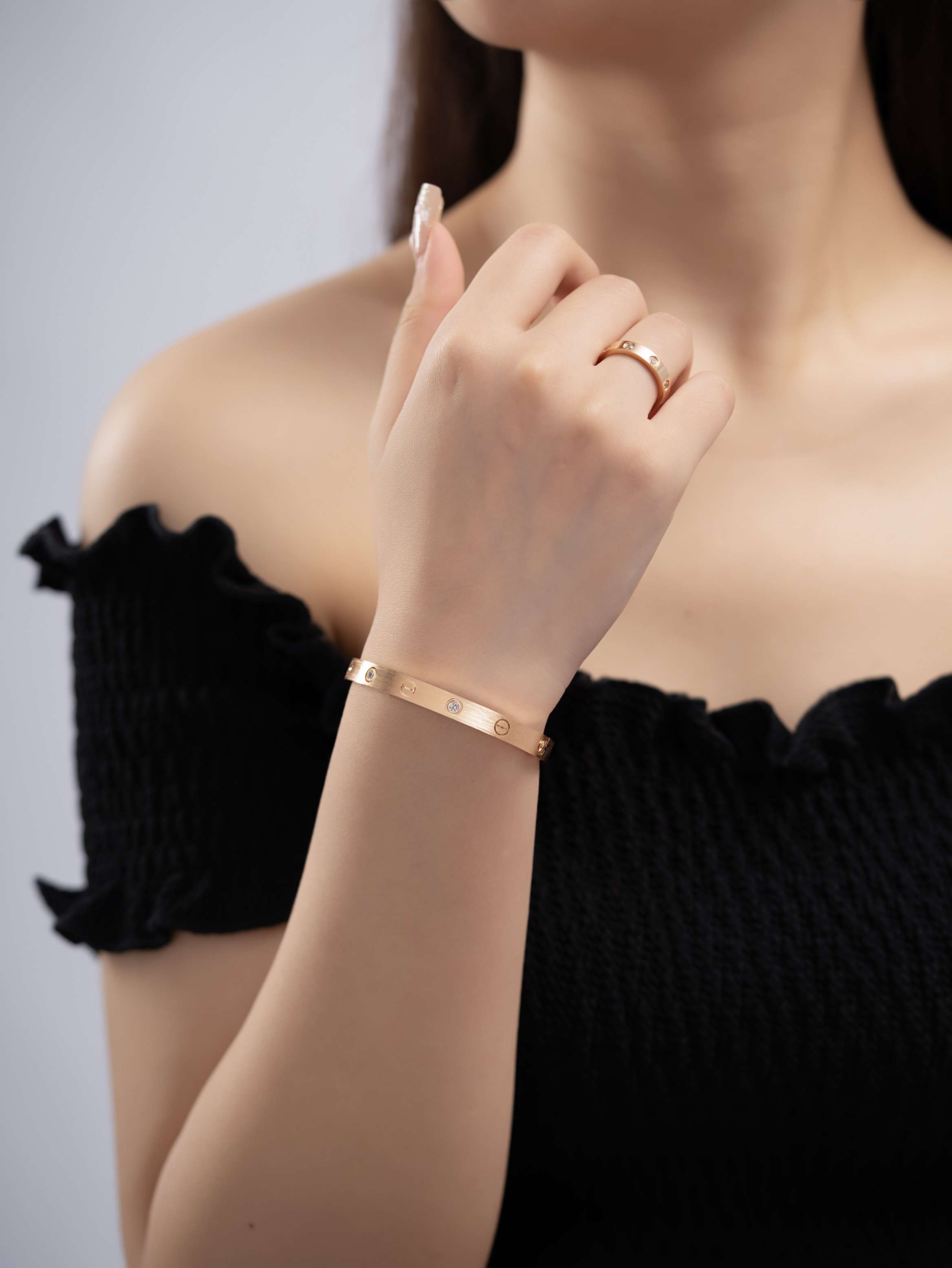 Love wide version 6.1mm new version single open four diamond bracelet