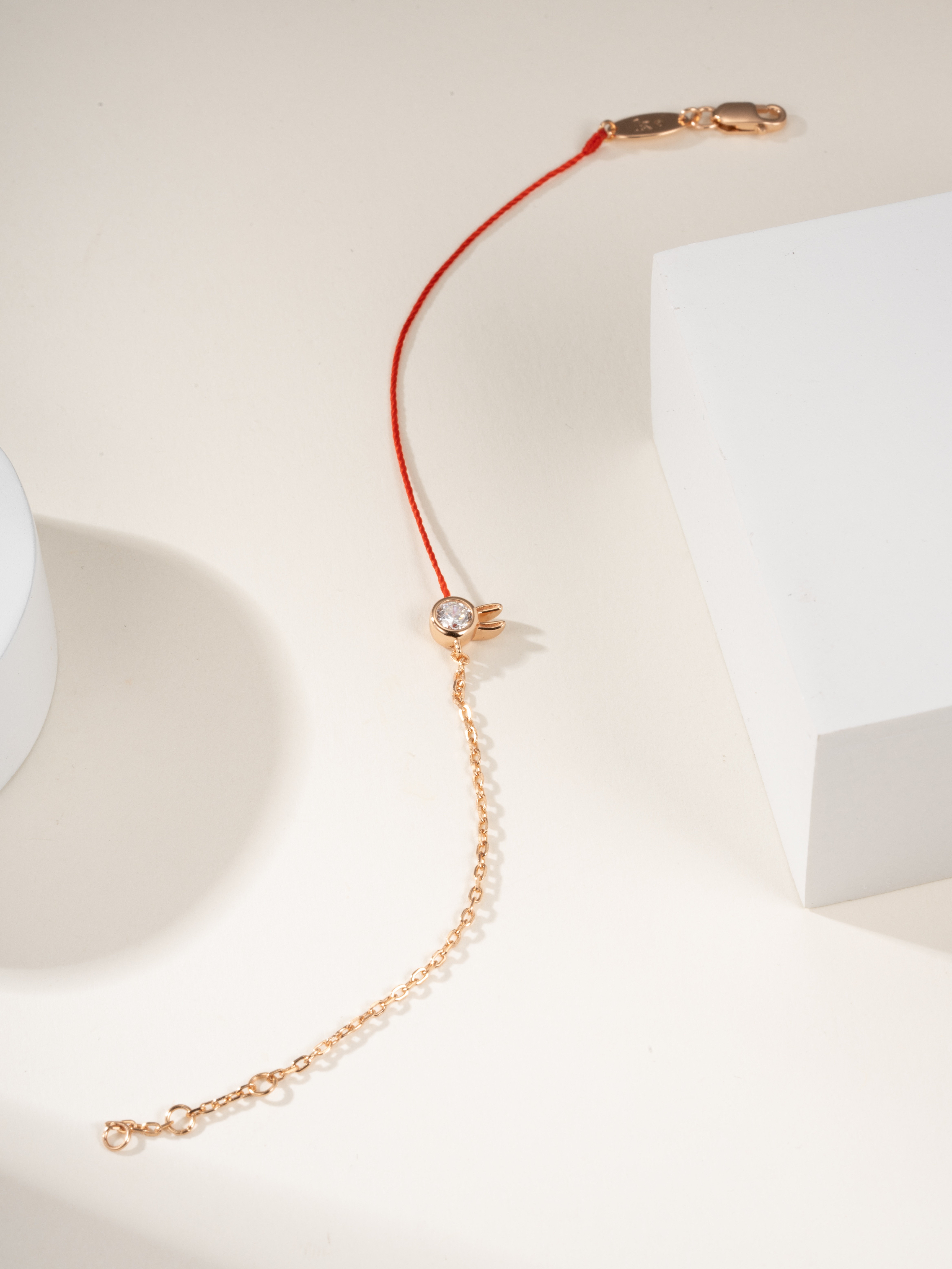 Redline French Half Red Rope Half Chain Single Diamond Bracelet