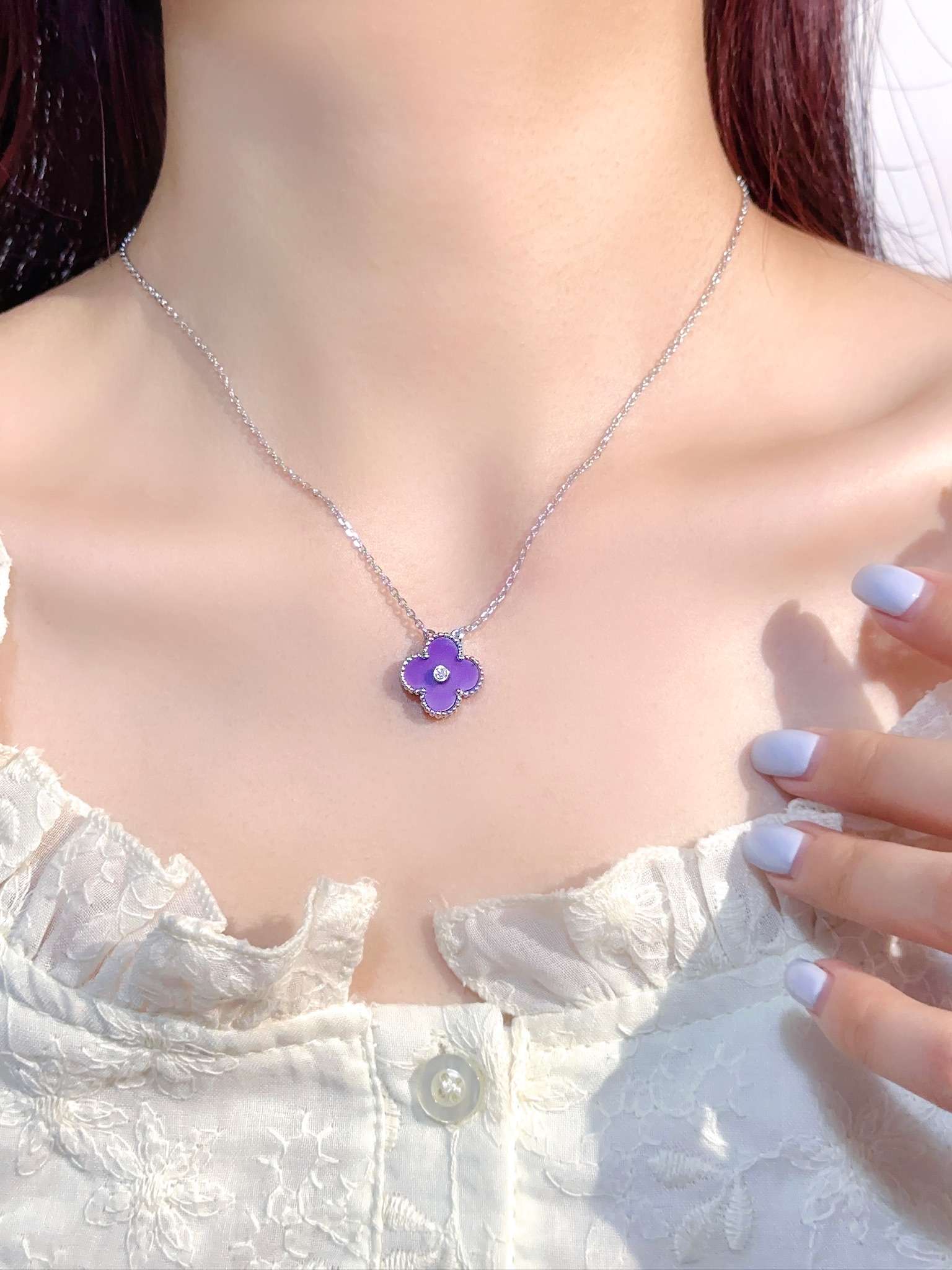 VCA Christmas Limited Edition Diamond Set Clover Necklace