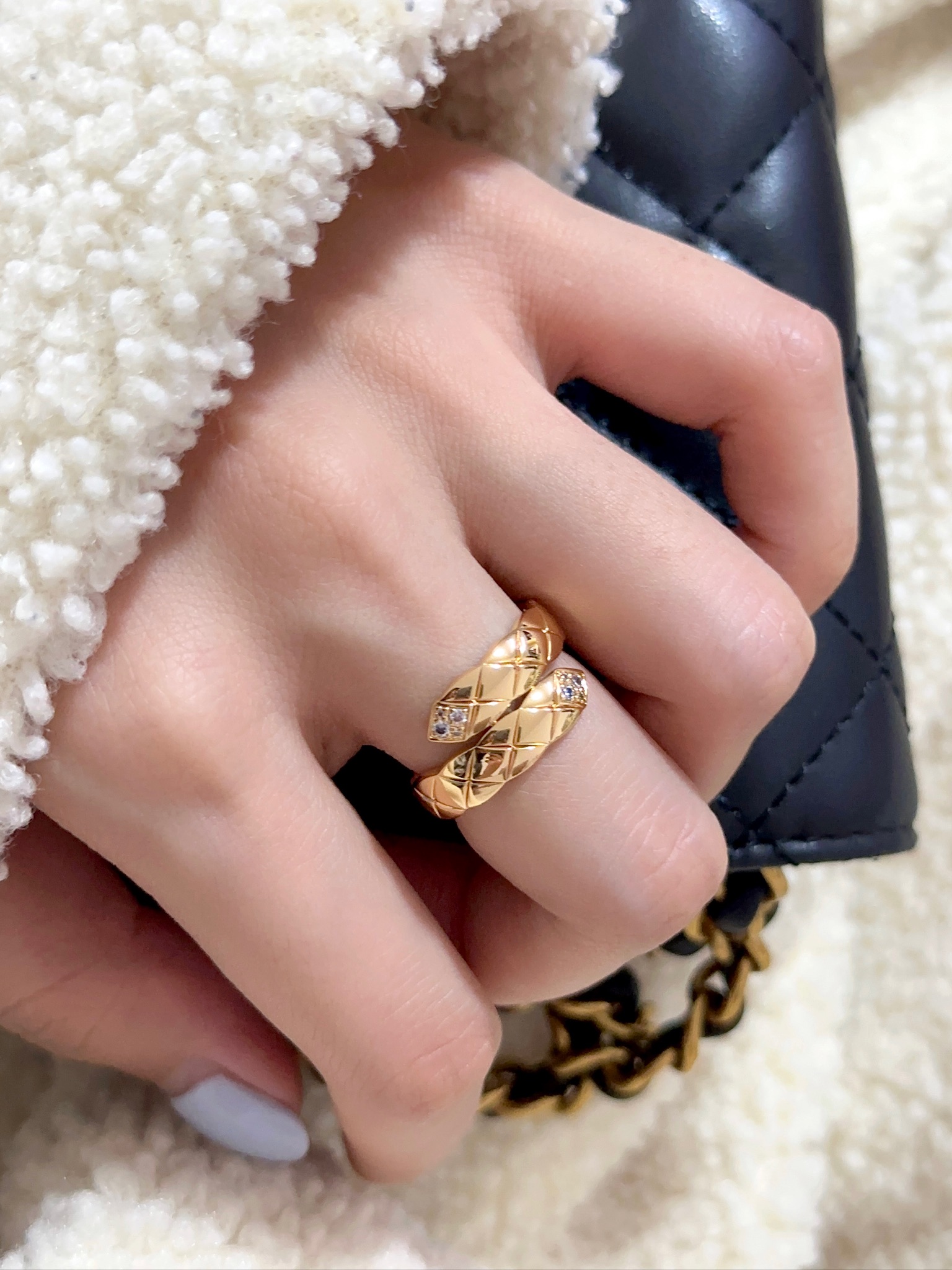 Wide Double Row Coco Ring