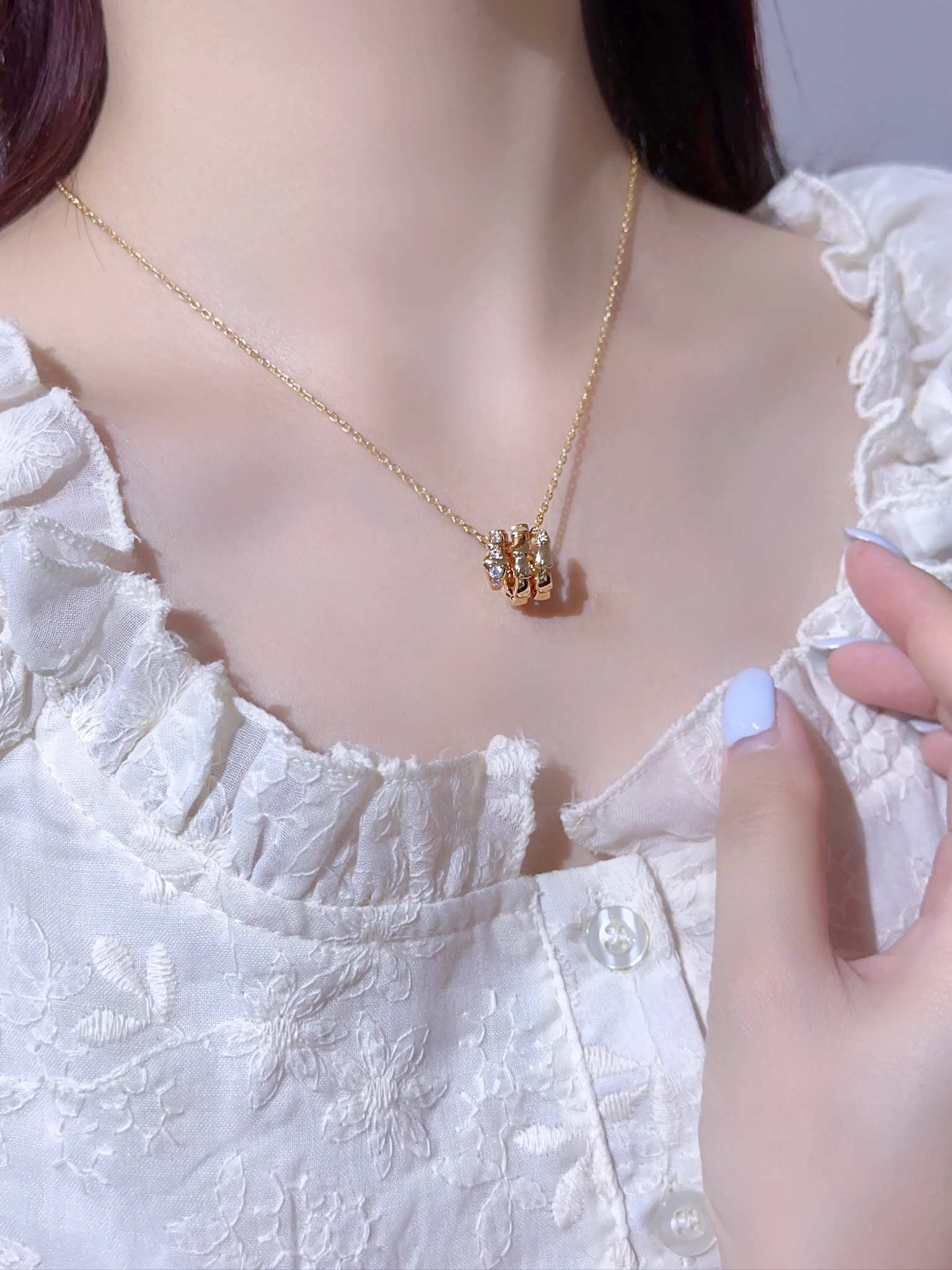 Spirit Snake Head Tail Diamond Snake Bone Necklace