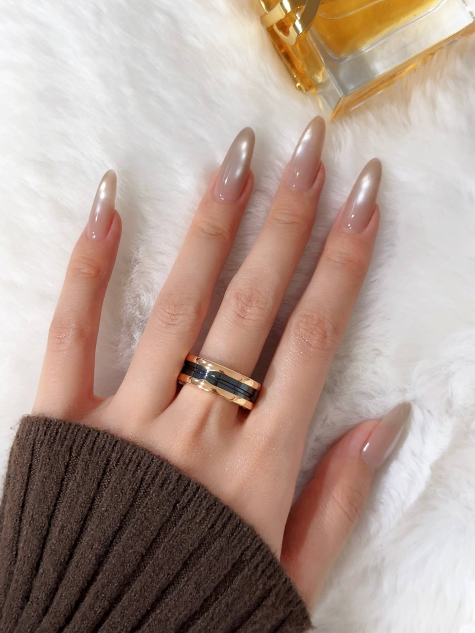 BV Classic Narrow Edition Black and White Ceramic Ring