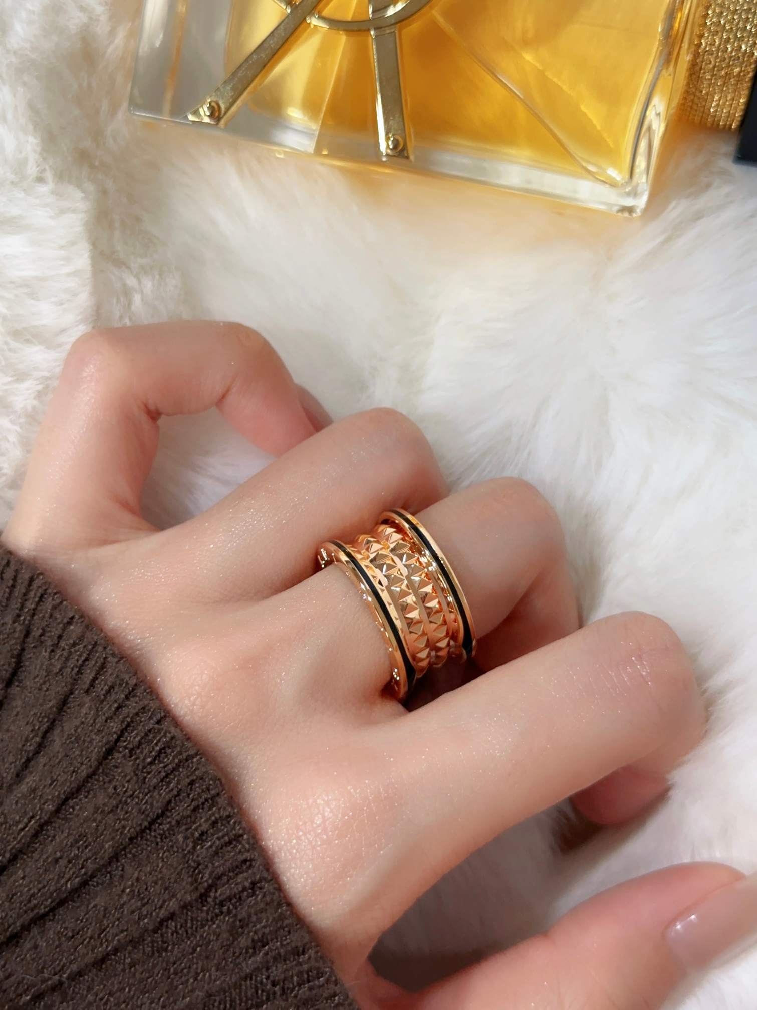 BV Pagoda Black Paint ROCK Ring（Wide version）