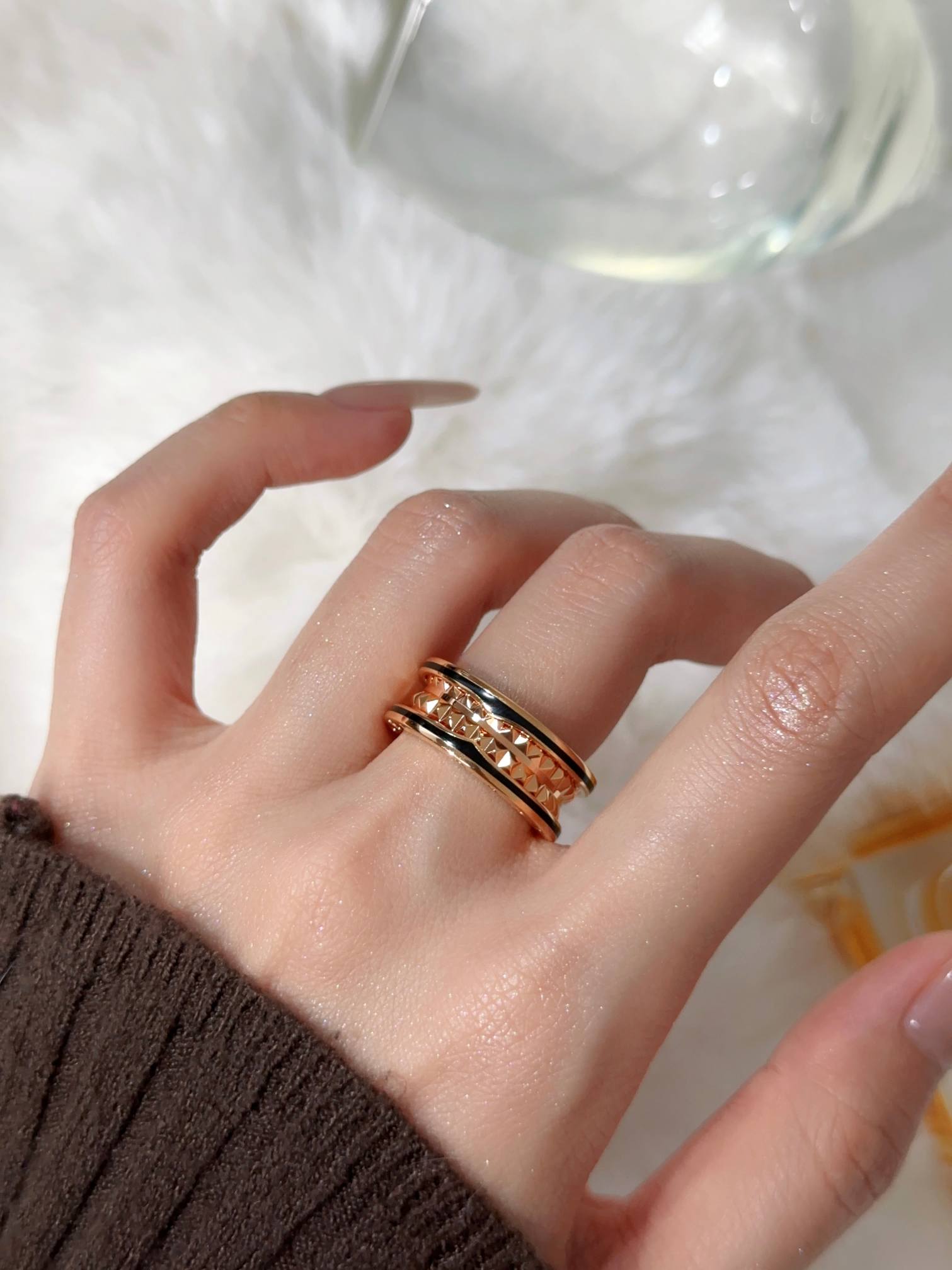 BV Pagoda Black Paint ROCK Ring（narrow version）