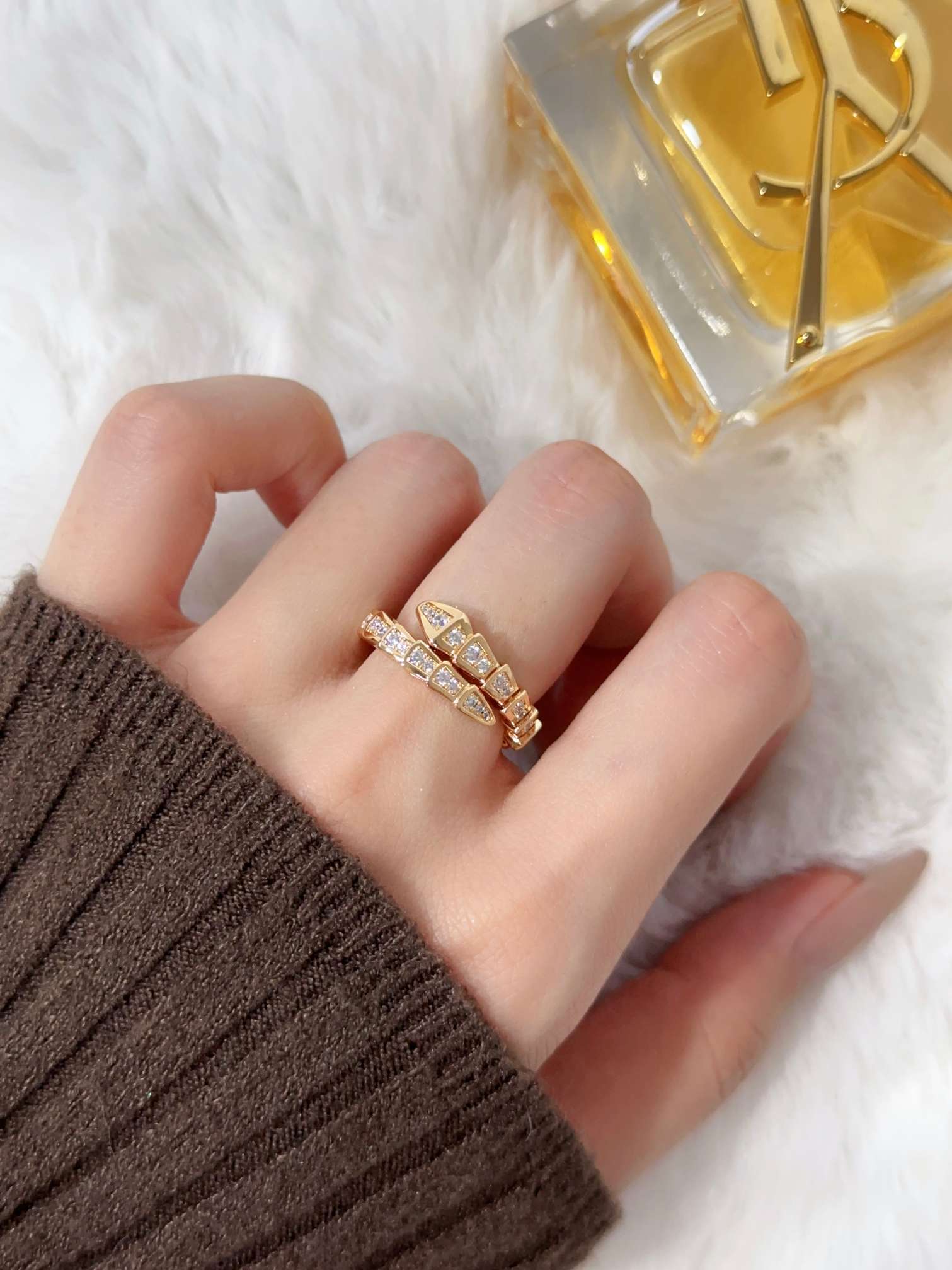 Elastic Snake Ring (Narrow Full Diamond)