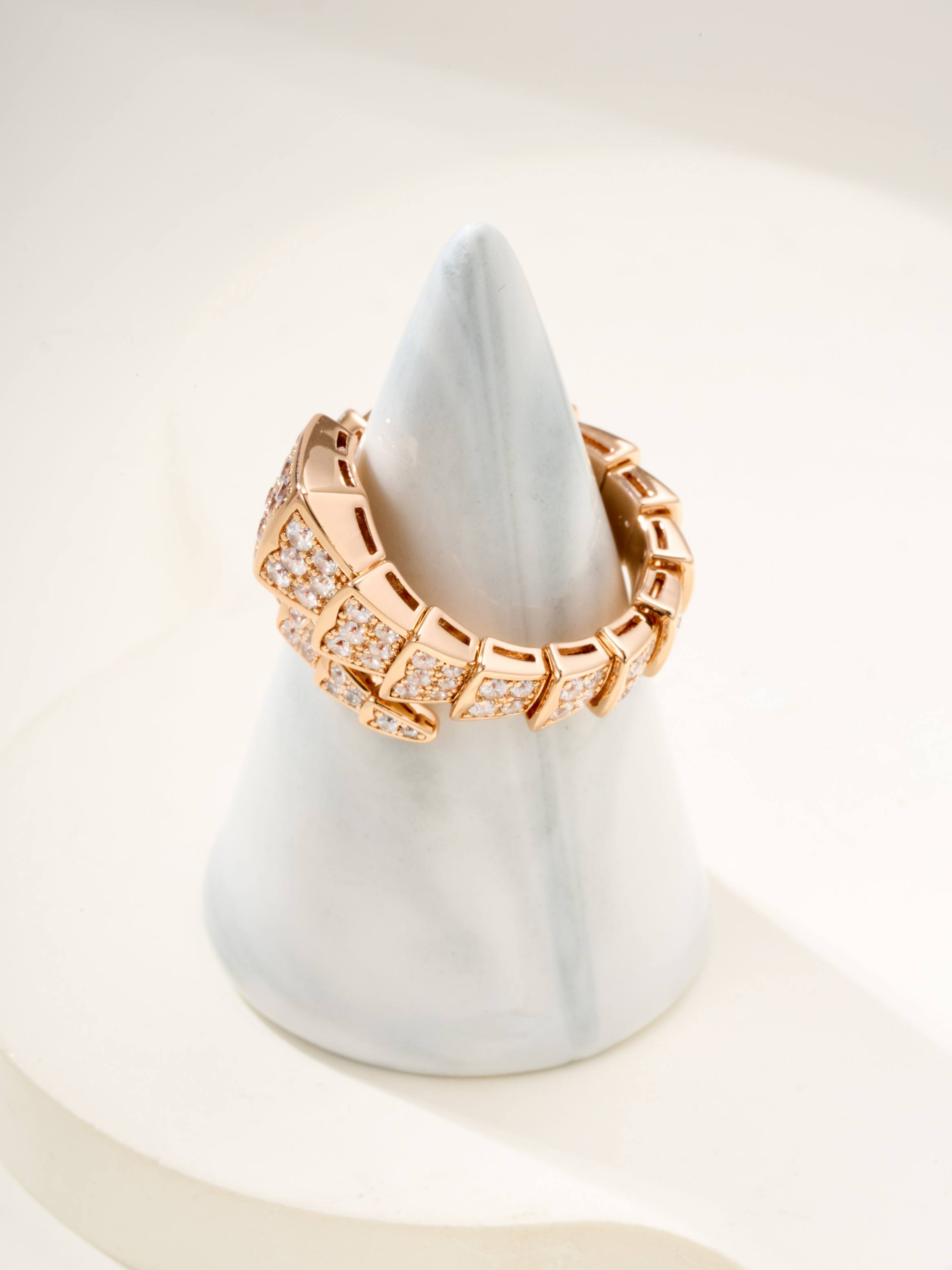 Serpenti Full Diamond Wide Snake Ring