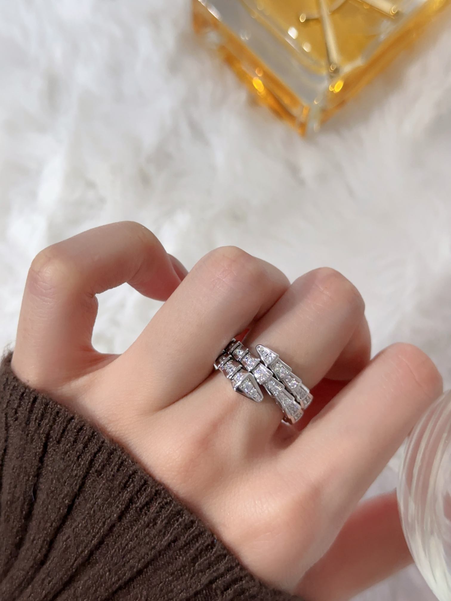 Full Diamond 2-Ring Snake Ring