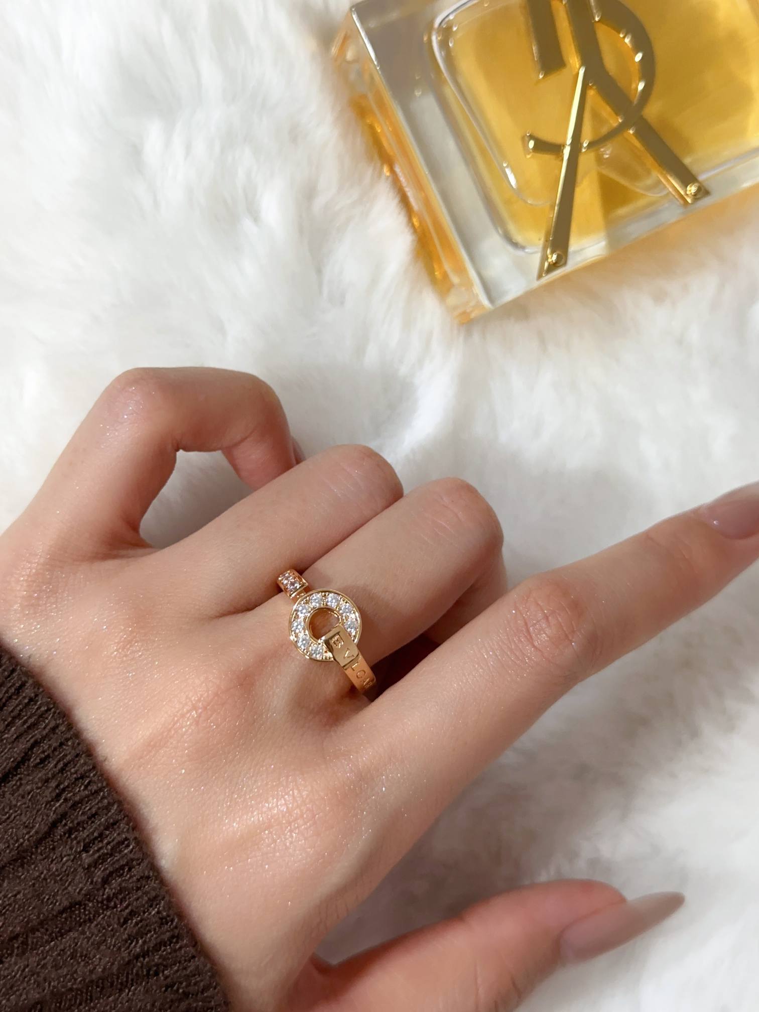 BV copper coin ring with full diamonds