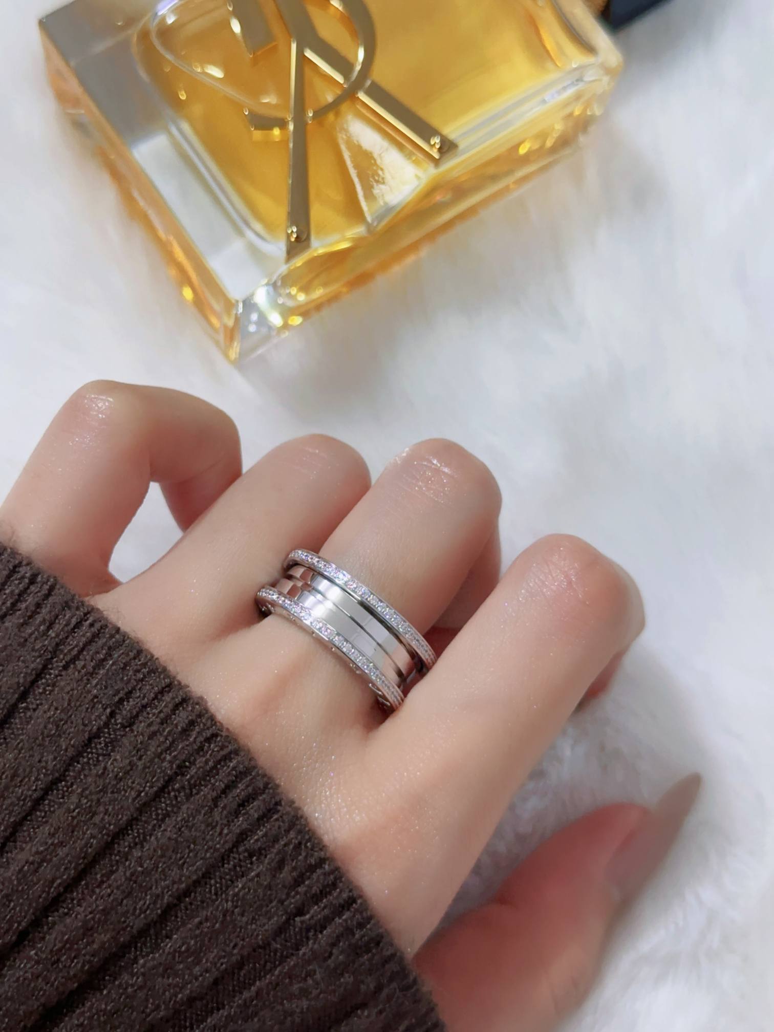 Spring inlaid diamond ring (CNC handmade inlaid diamond version)