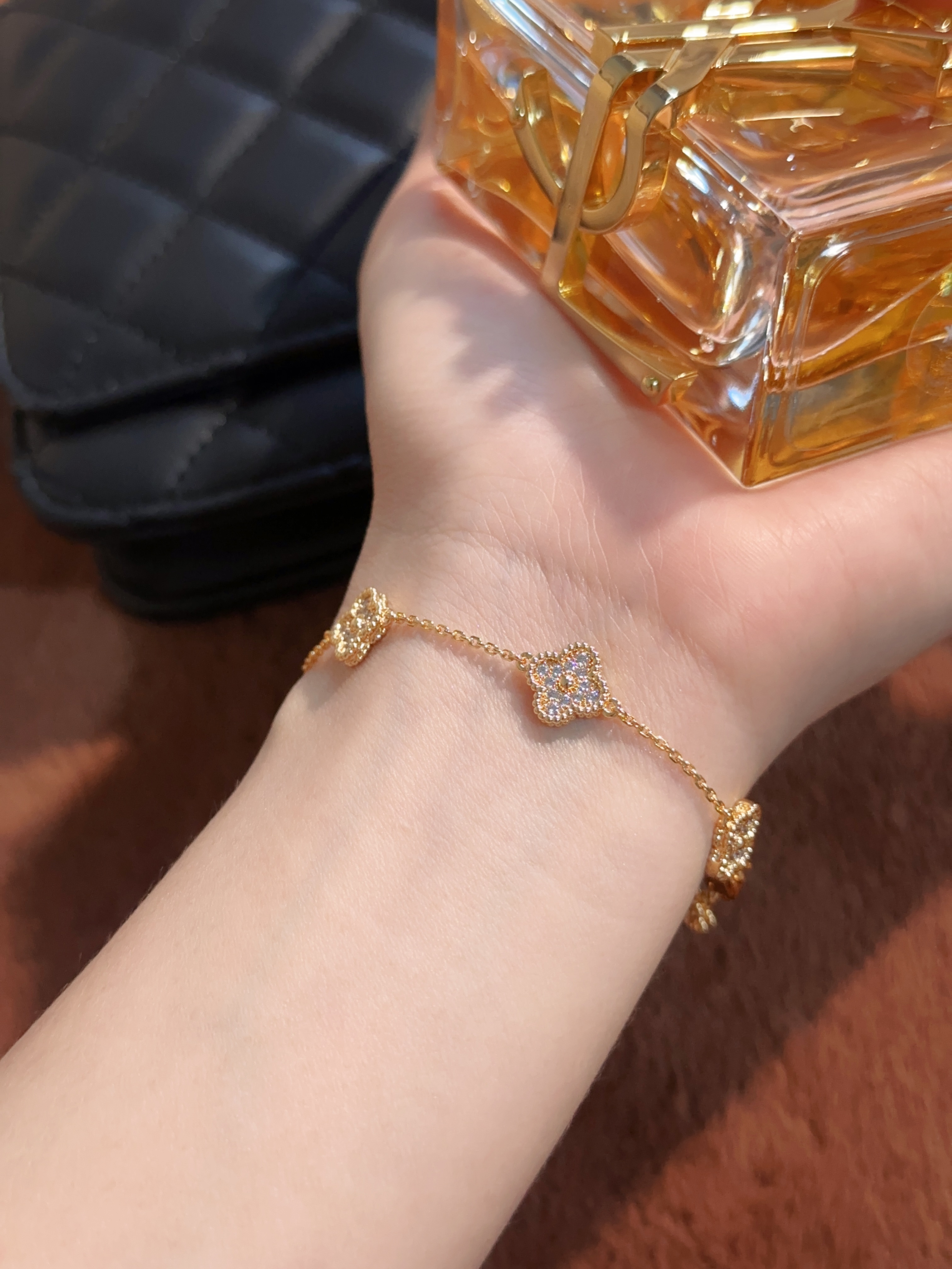 Vintage Alhambra Bracelet 6-Flower Mini Set with Diamonds