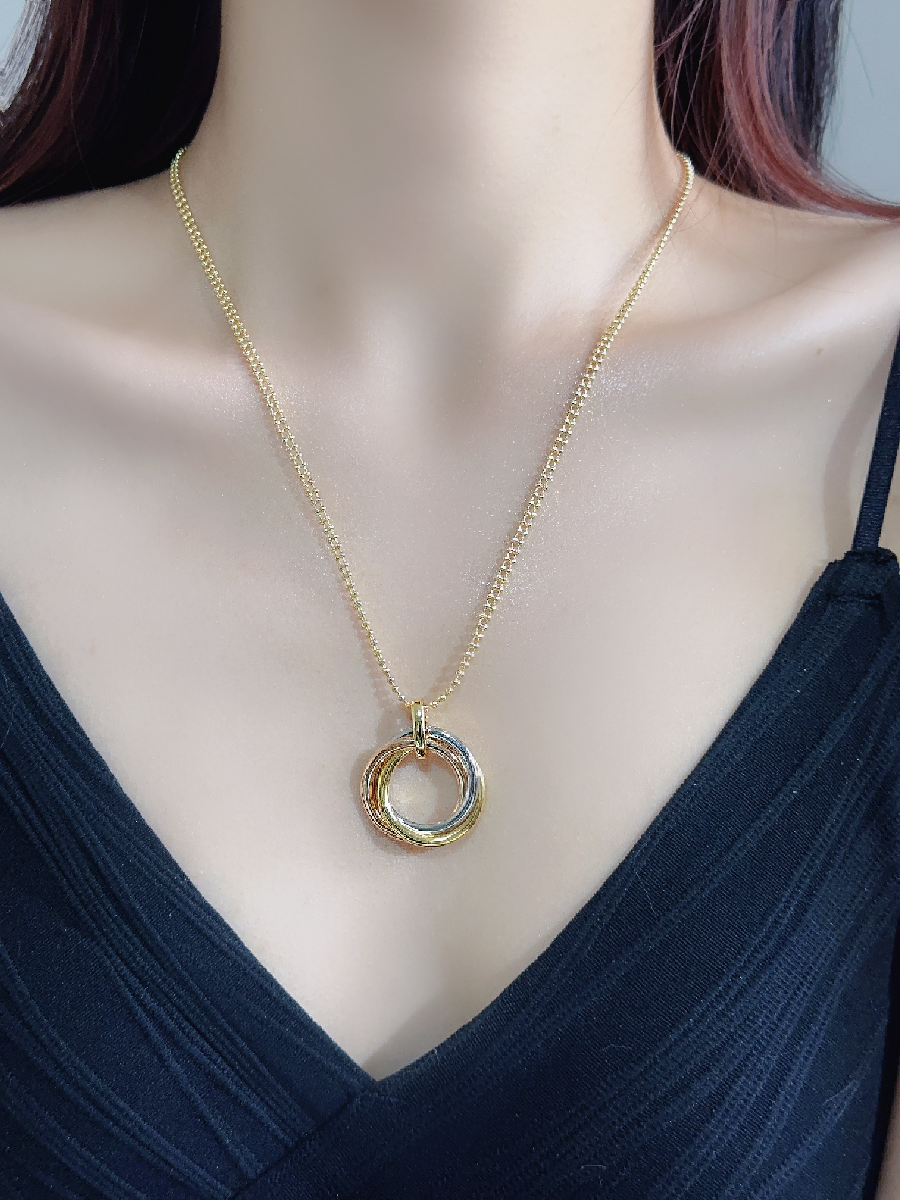 TRINITY Large Diamond Free Three Ring Necklace