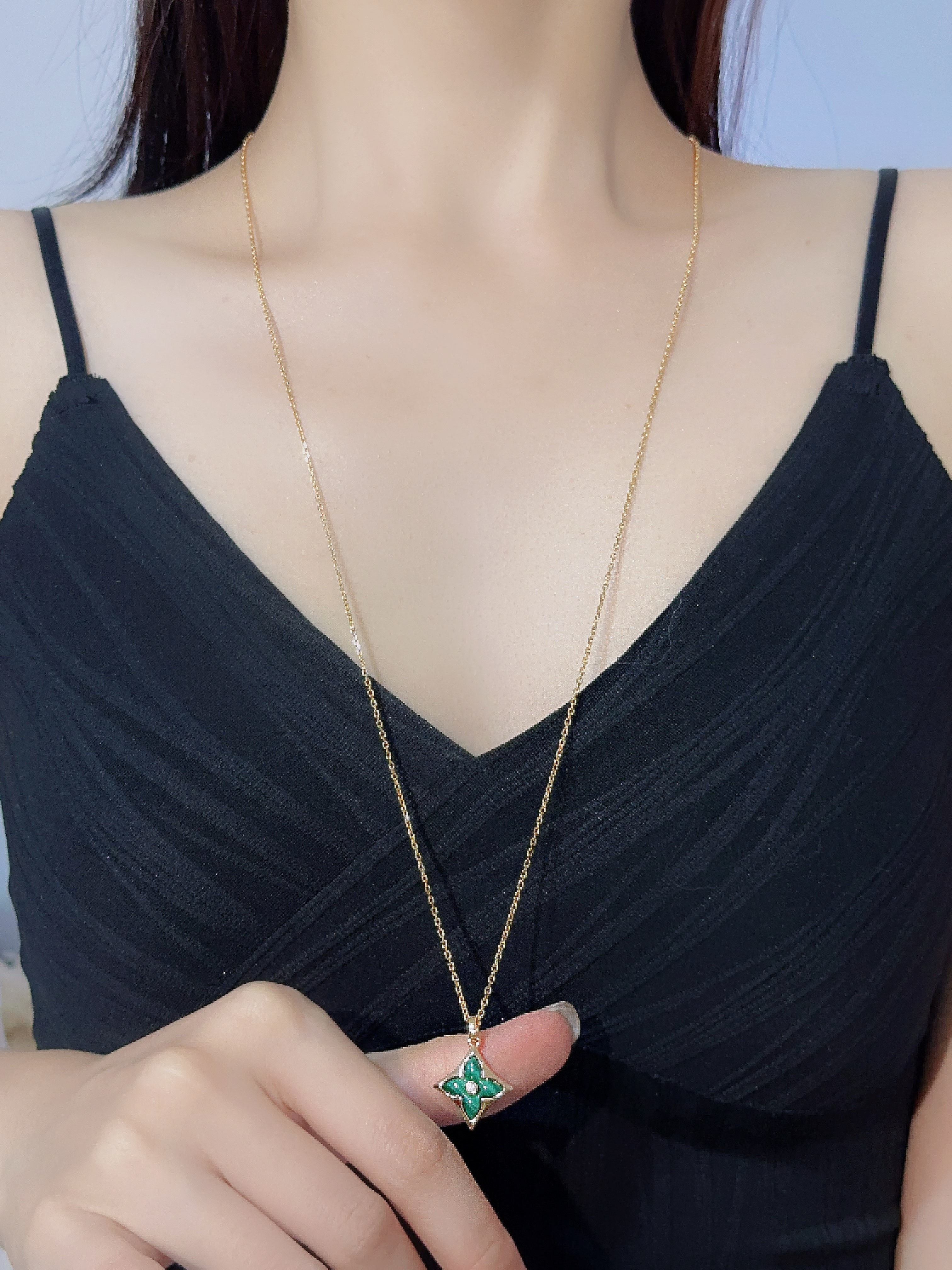 Color Blossom Diamond Petal Large Long Necklace