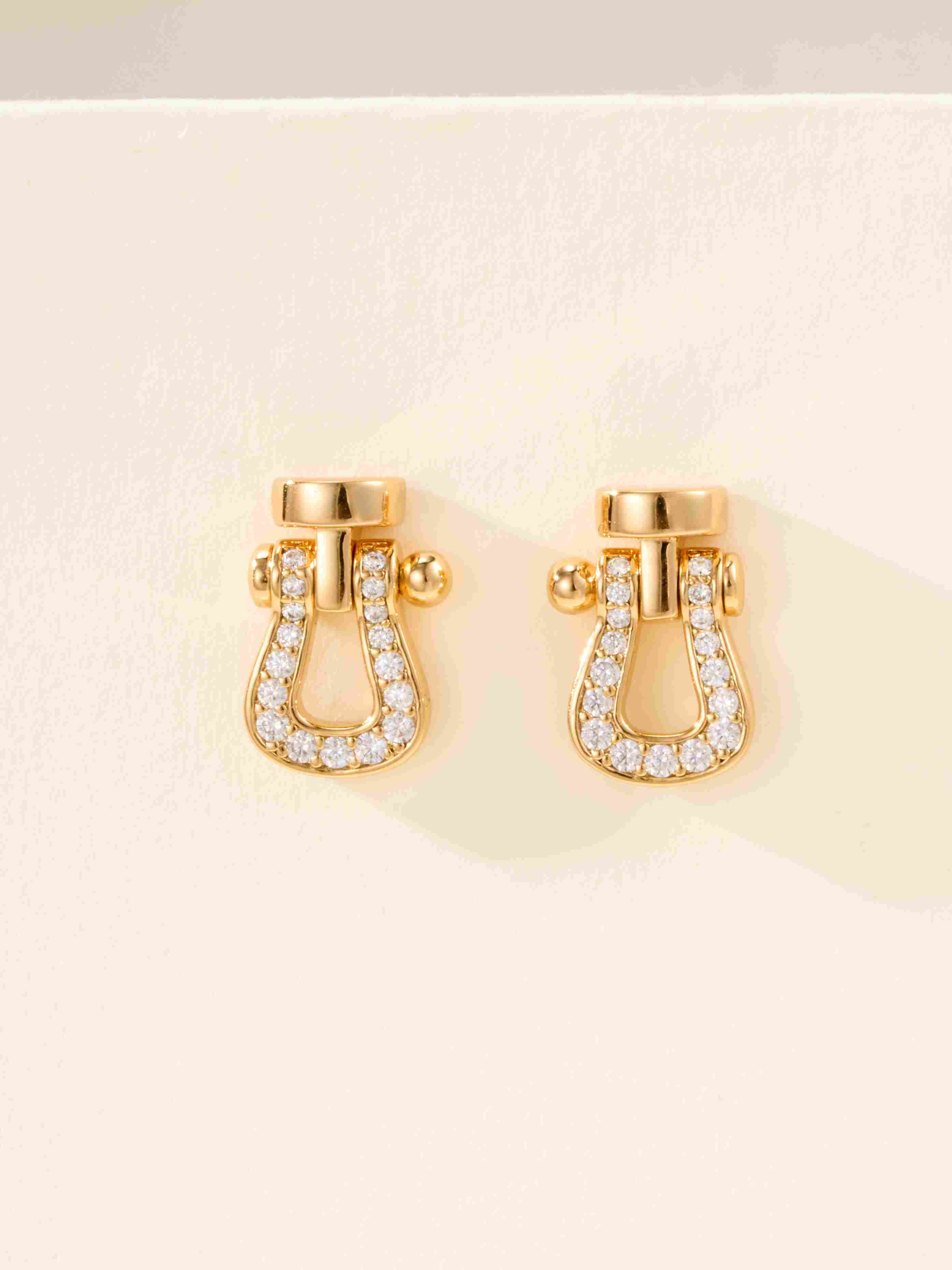 Fred's Small Half Diamond Horseshoe Buckle Earrings