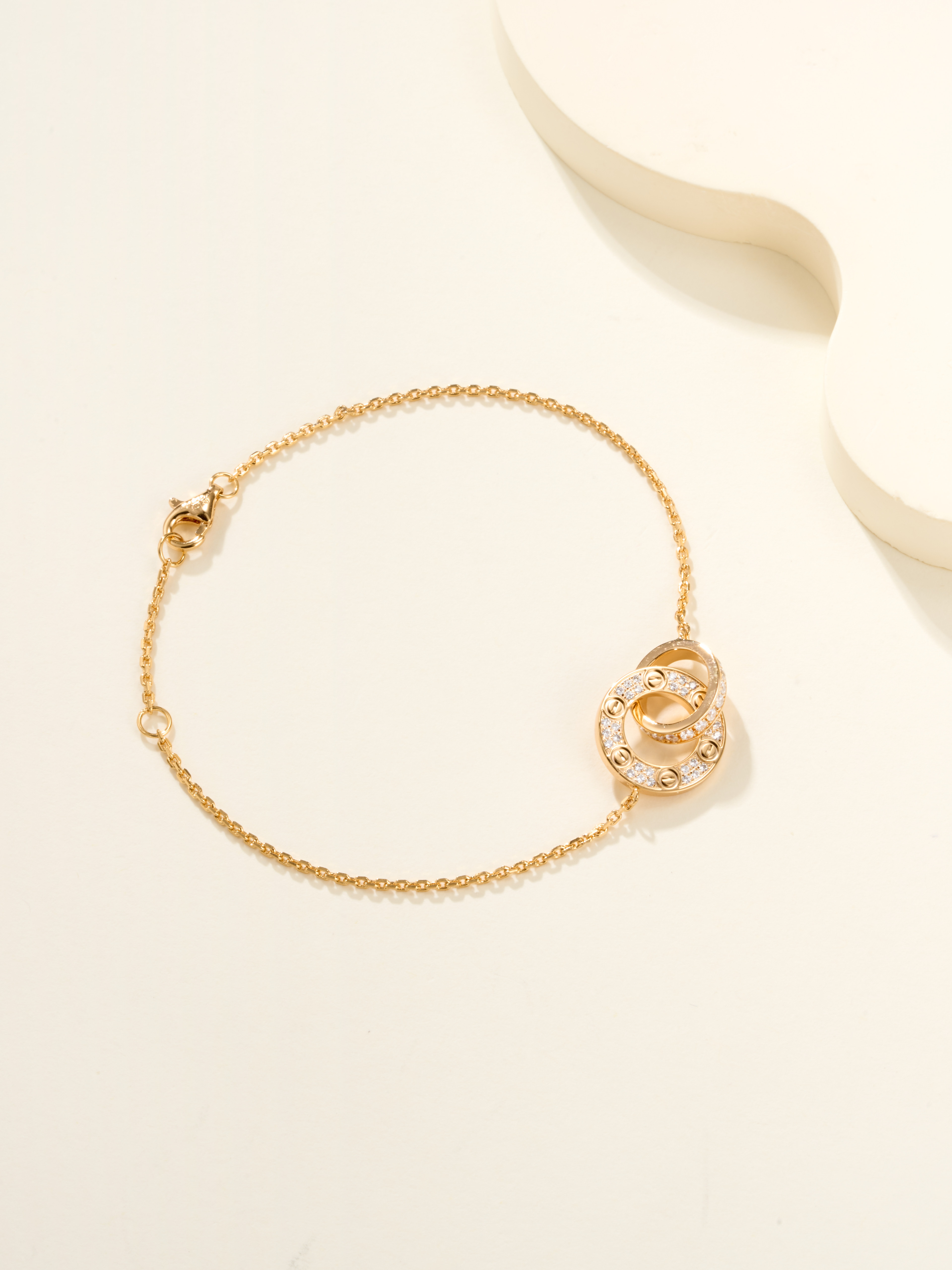 Love Biscuit Double Ring Full Diamond Bracelet