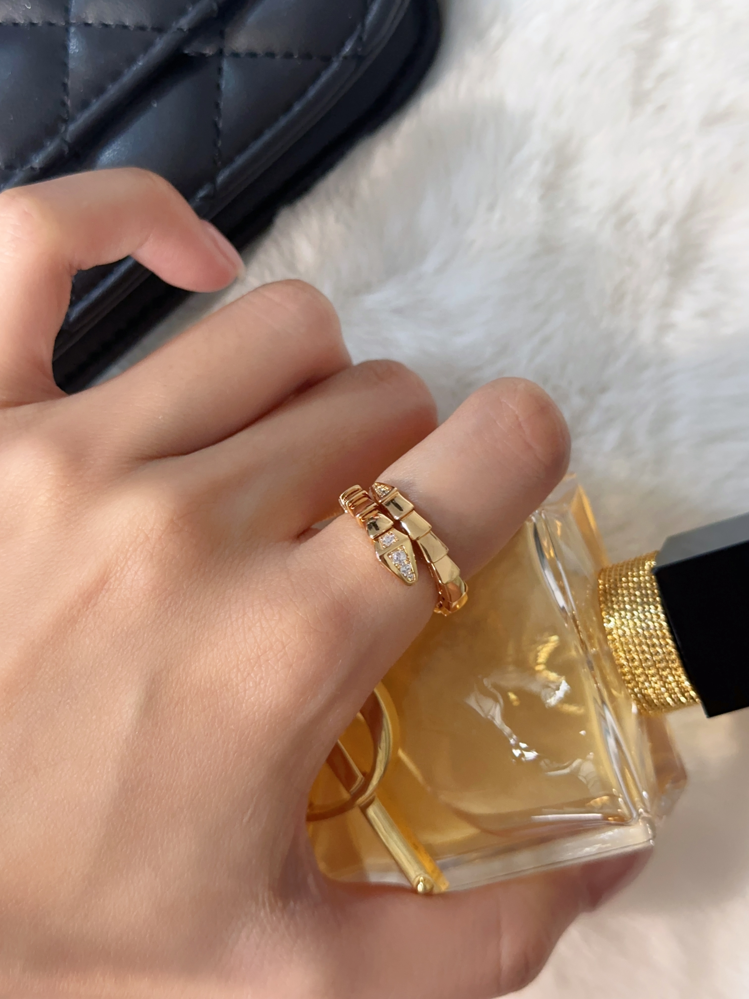 Elastic Snake Ring (Head and Tail Diamond)