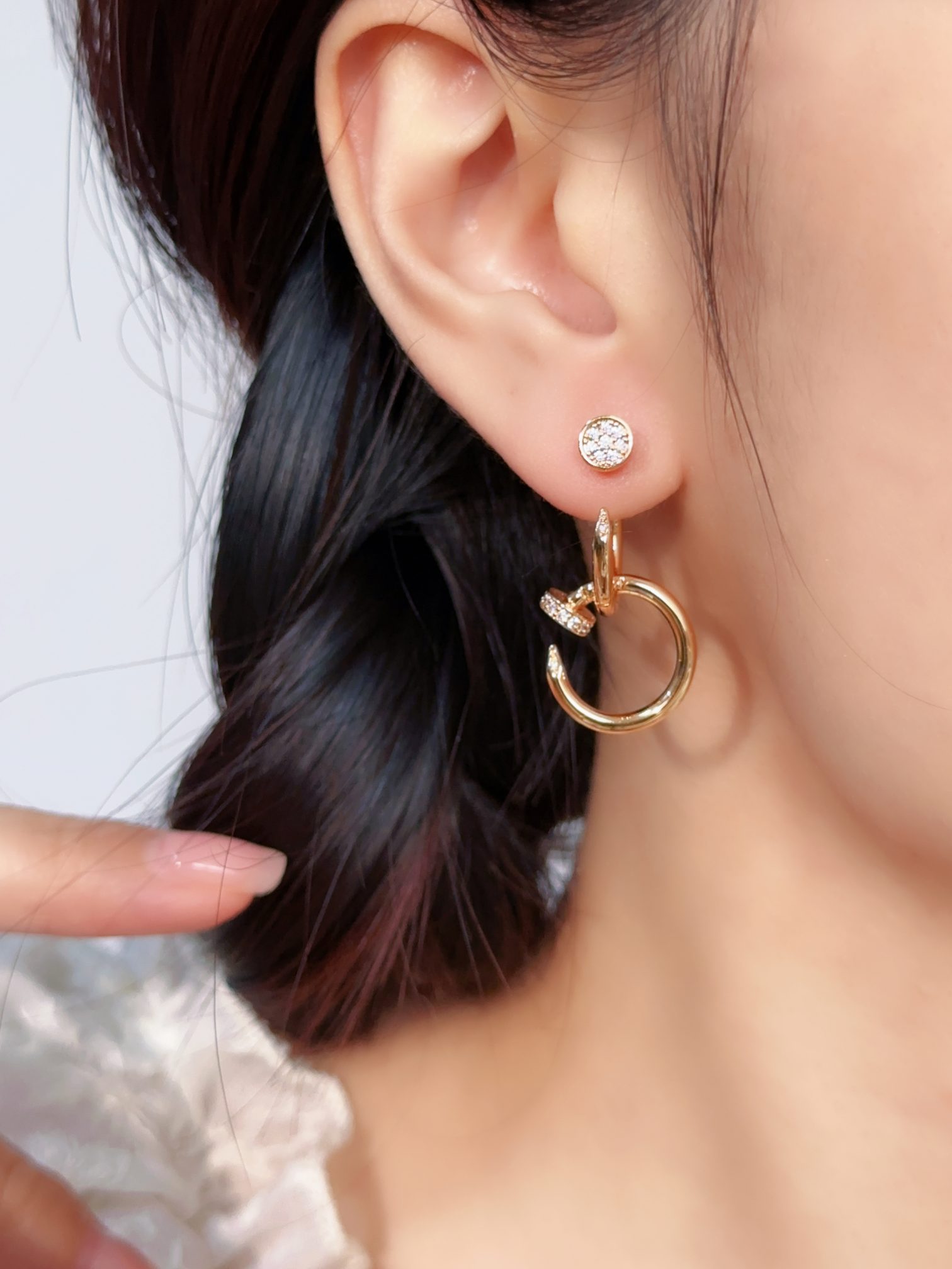JUSTE UN CLOU Double Loop Nail Earrings