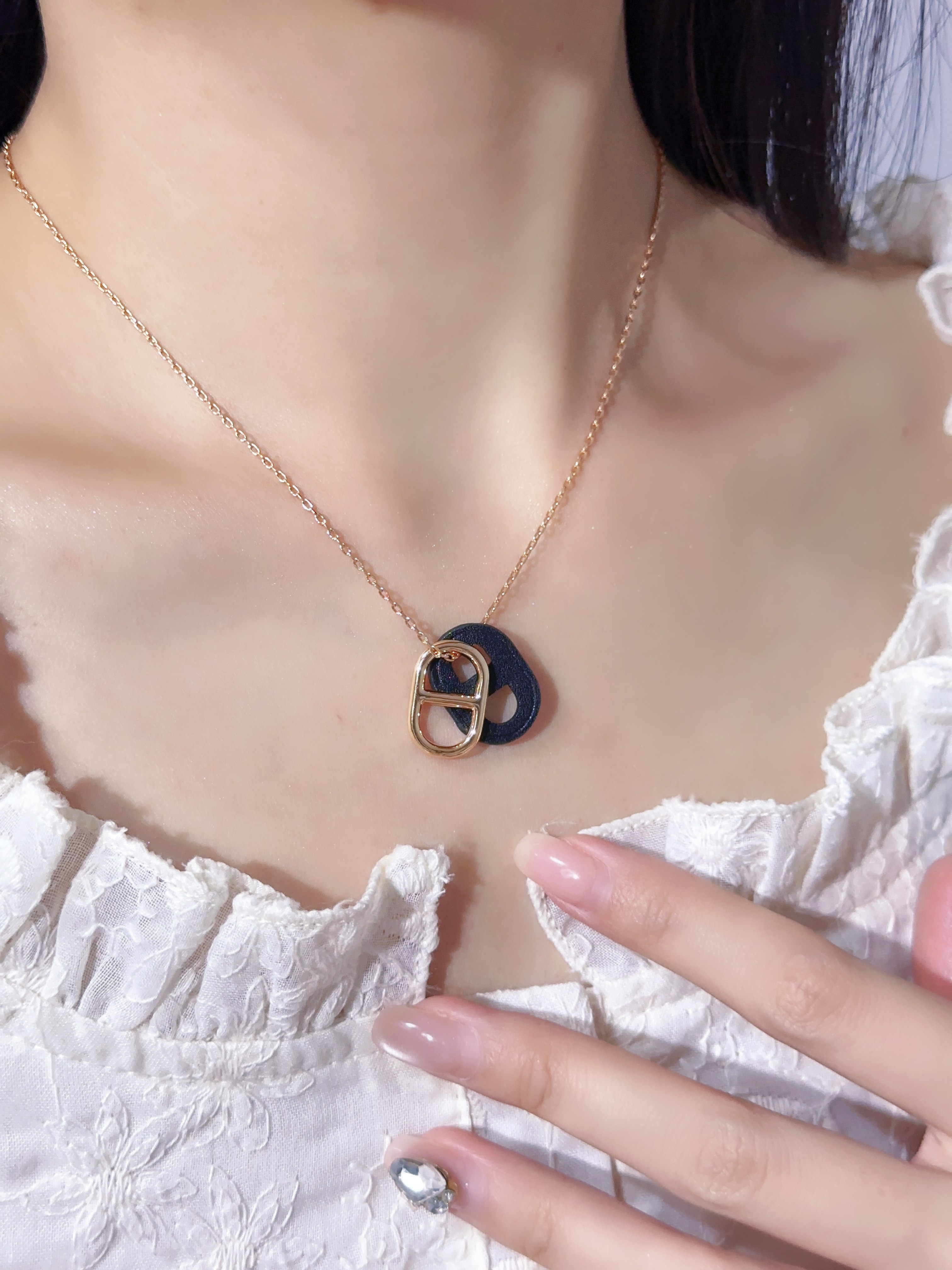 Cowhide Pig Nose Necklace