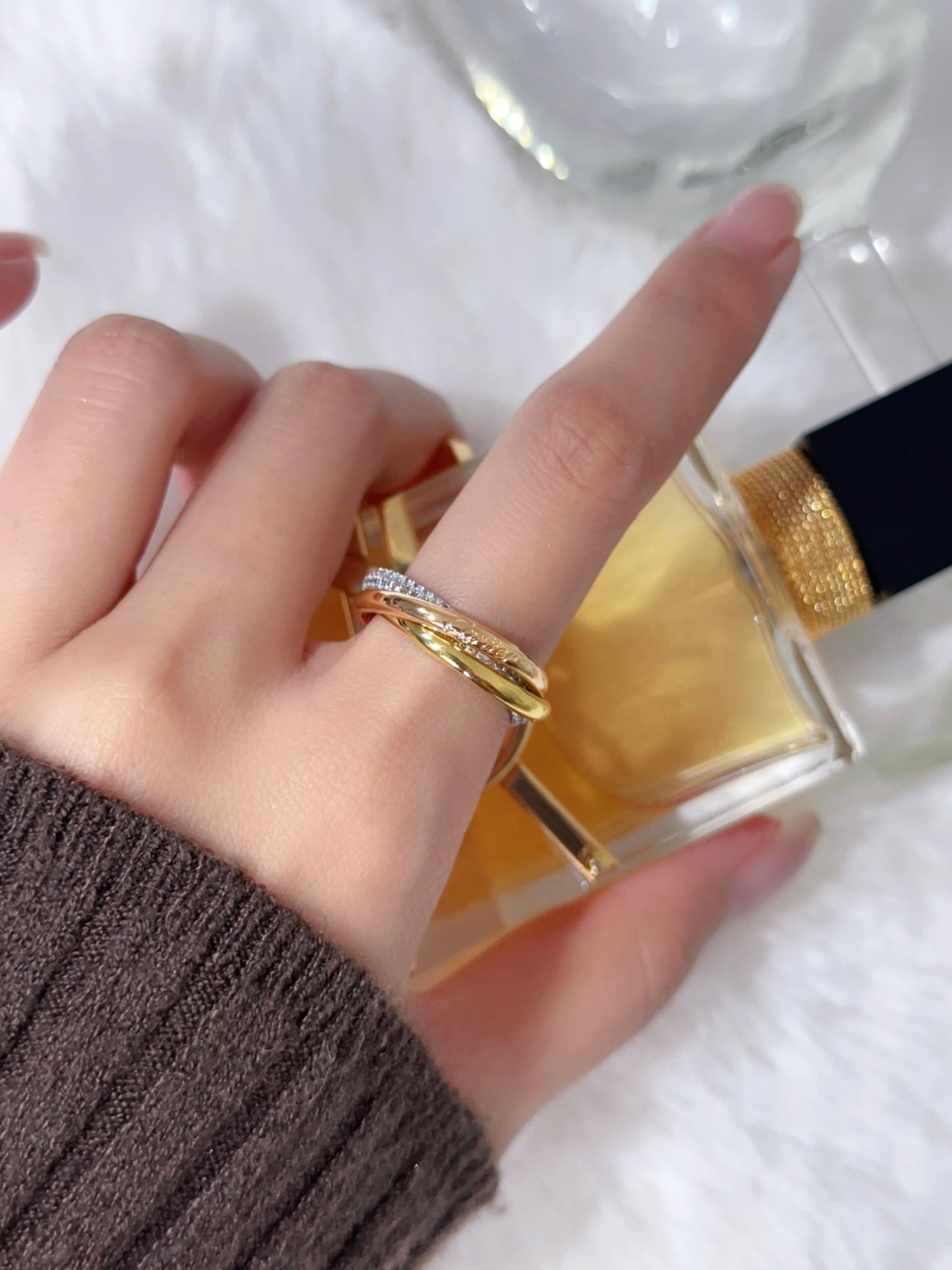 TRINITY Small Three Ring Diamond Set Ring (Single Ring 2.5mm Wide)