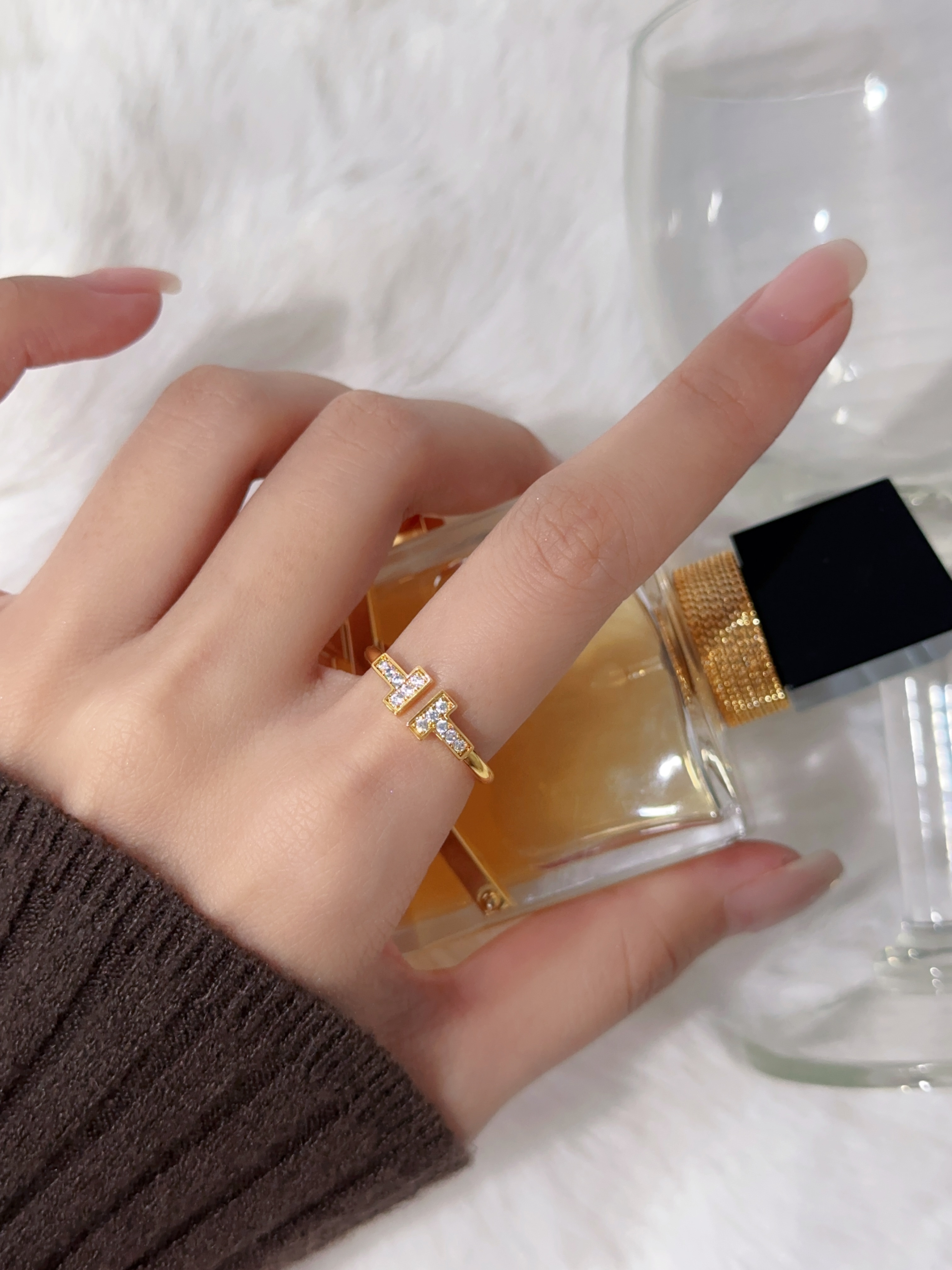 Double T Full Diamond Ring