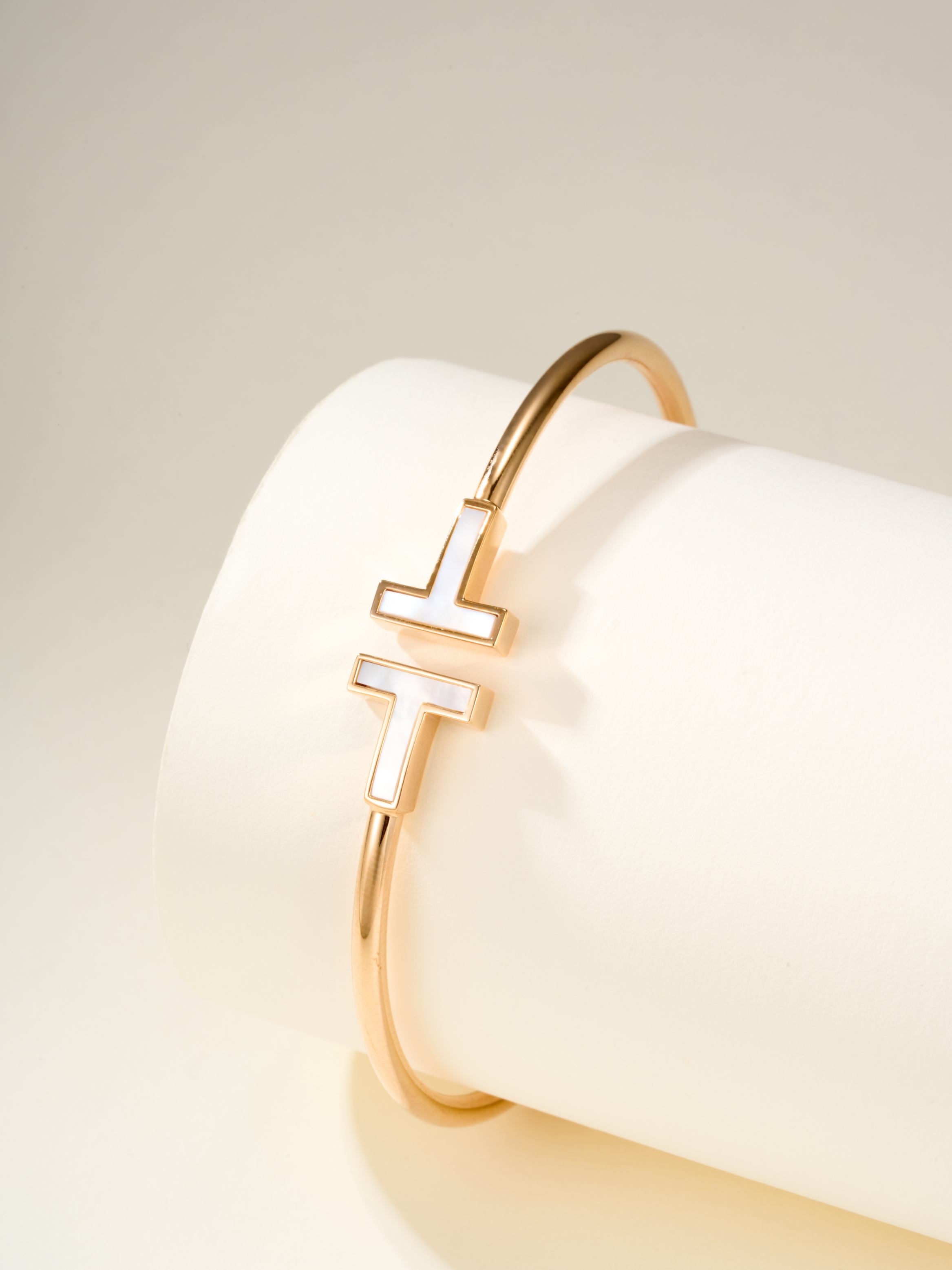 Classic Double T Double White Bay Rose Gold Bracelet