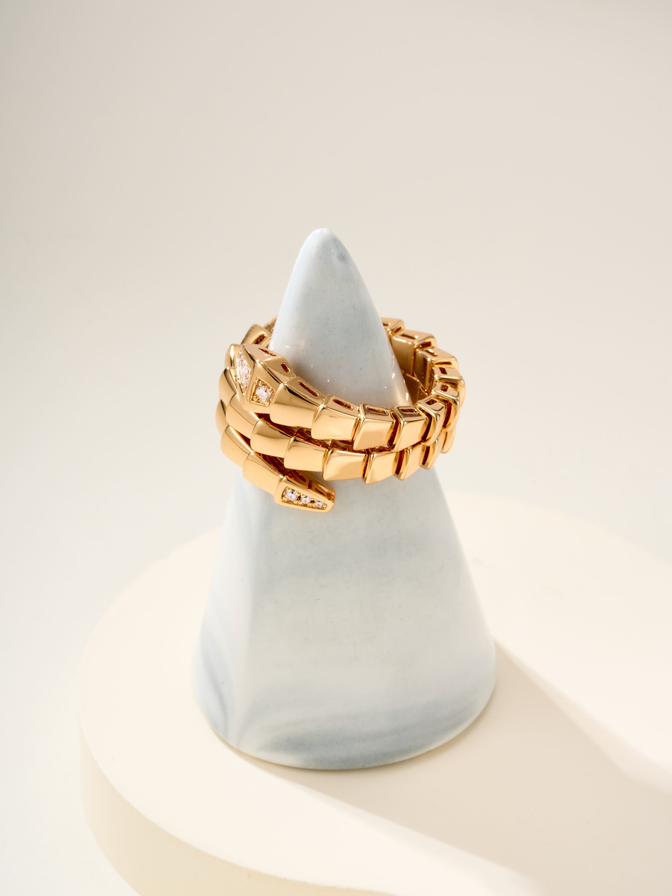 Elastic Snake Ring Double Loop Head and Tail Diamond