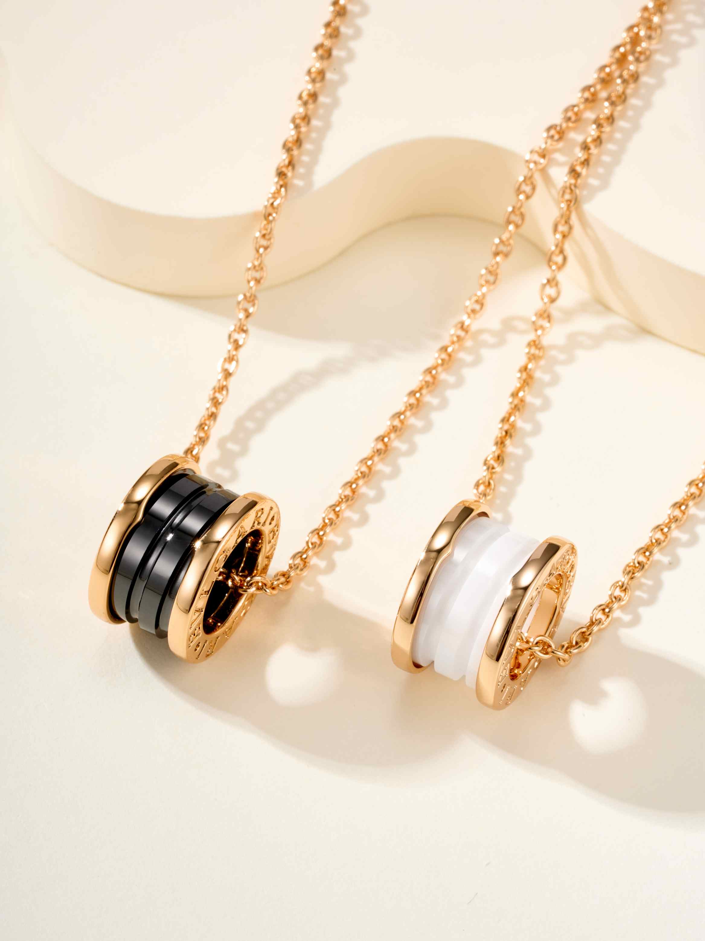 Classic black and white ceramic necklace