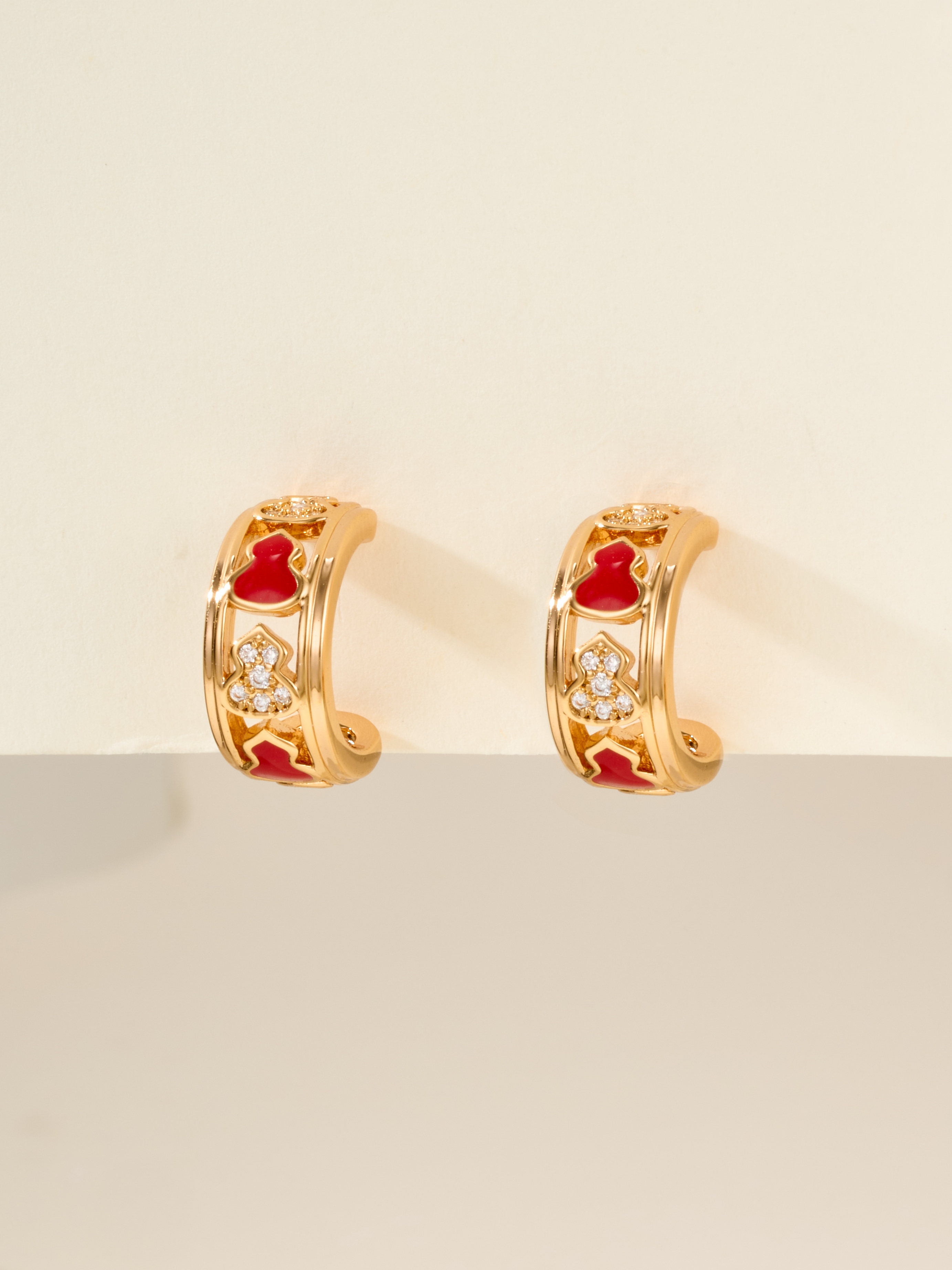 Qeelin enamel red diamond gourd earrings