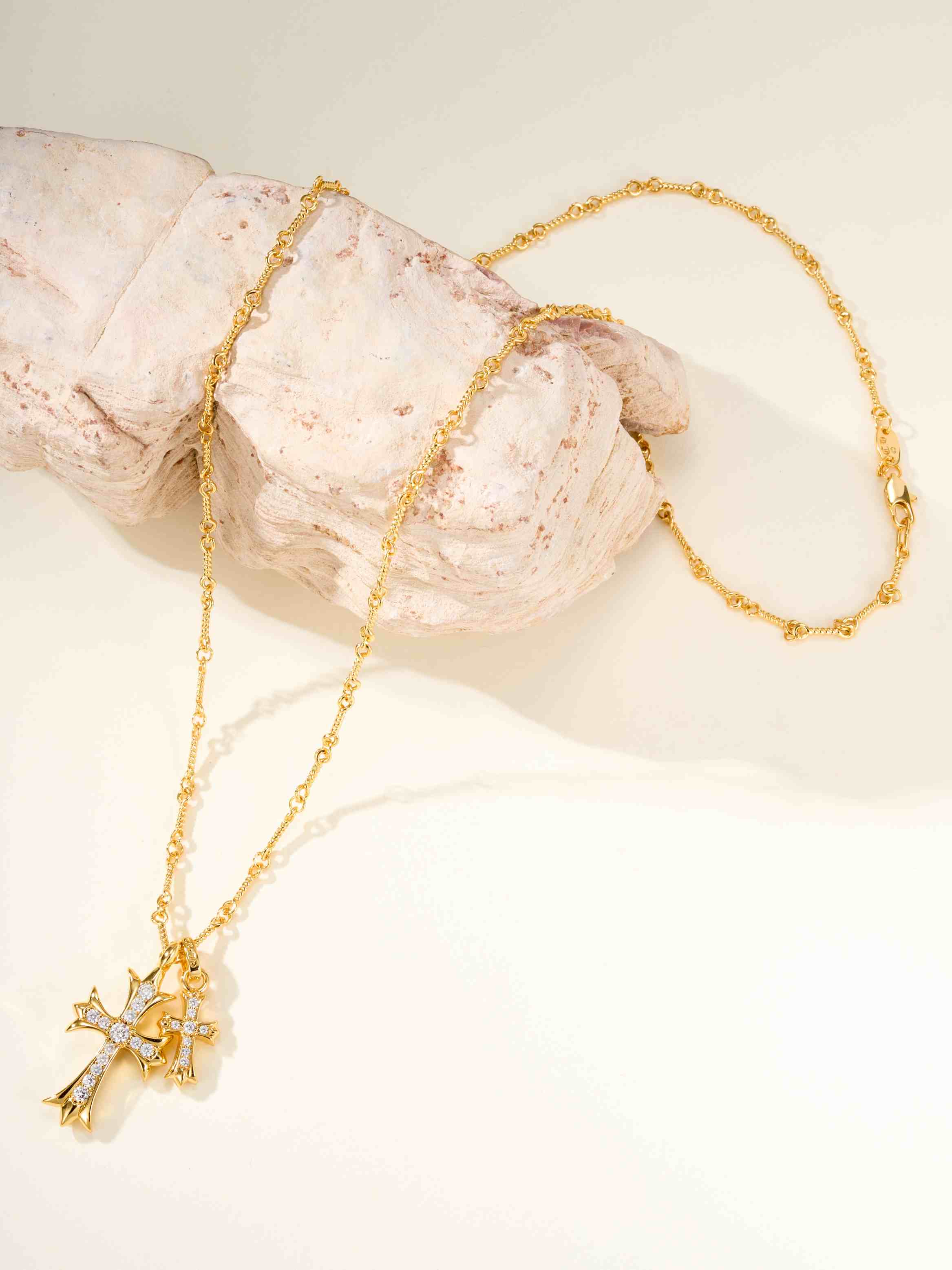 Classic Double Cross Croheart Necklace